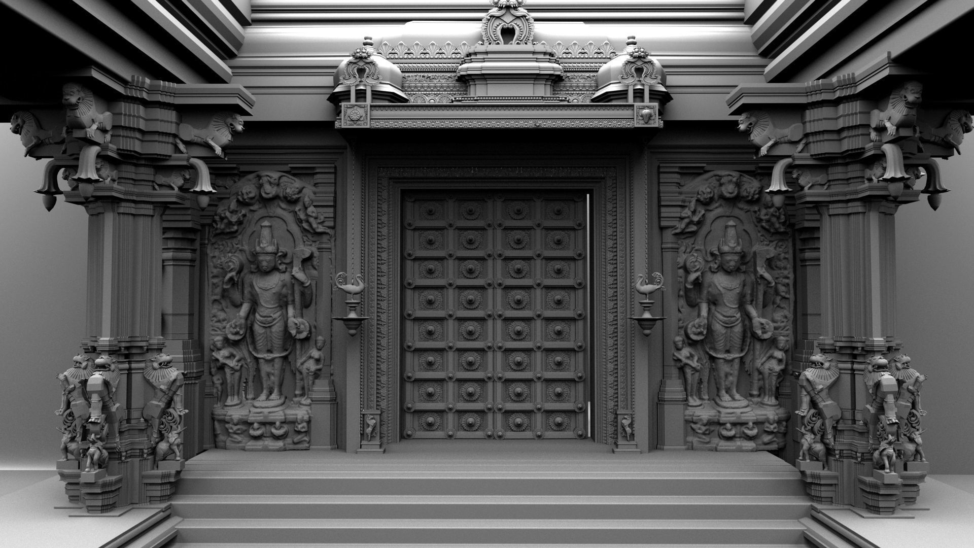 lord vishnu temple 3D model_2