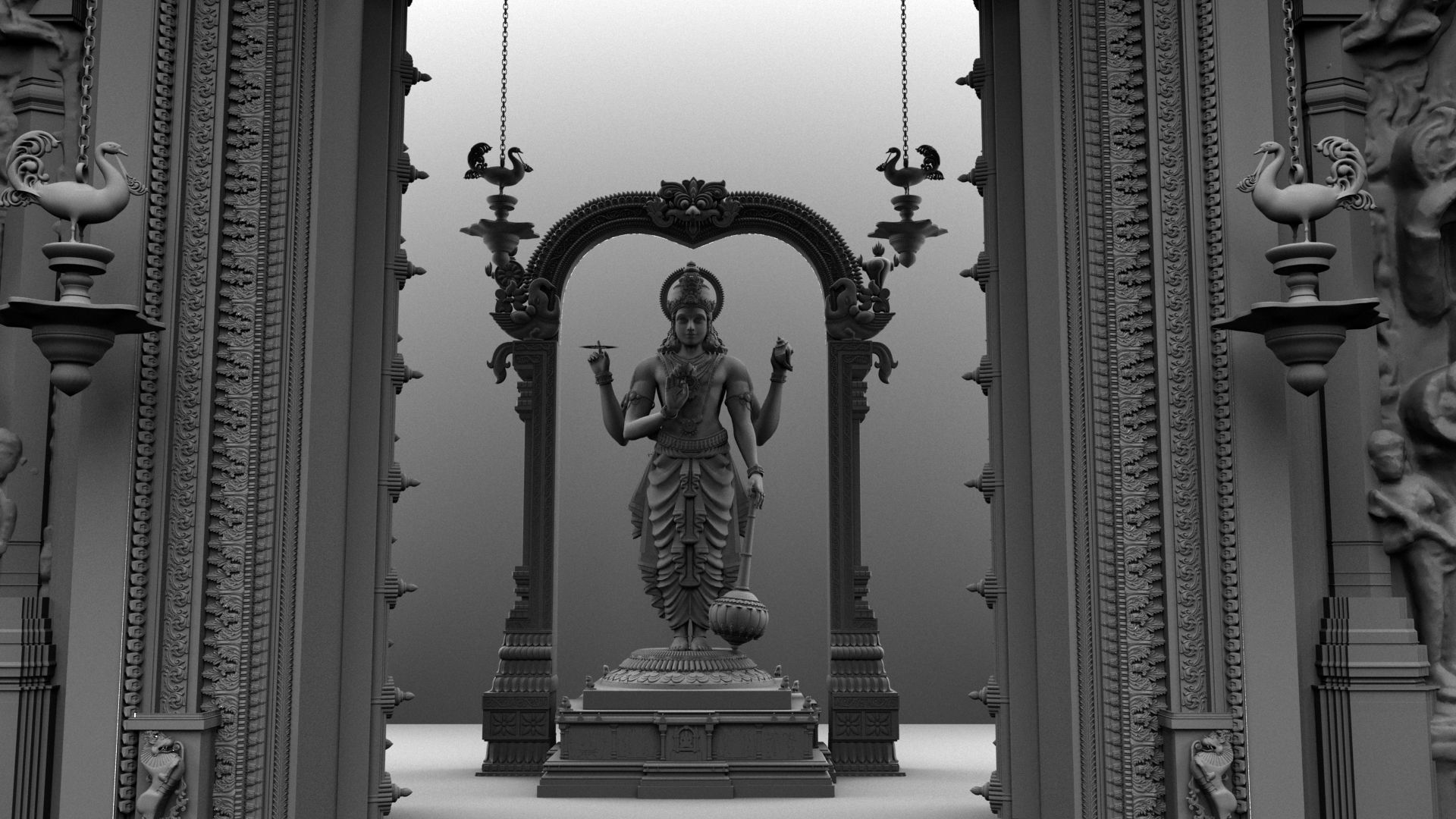 lord vishnu temple 3D model_37