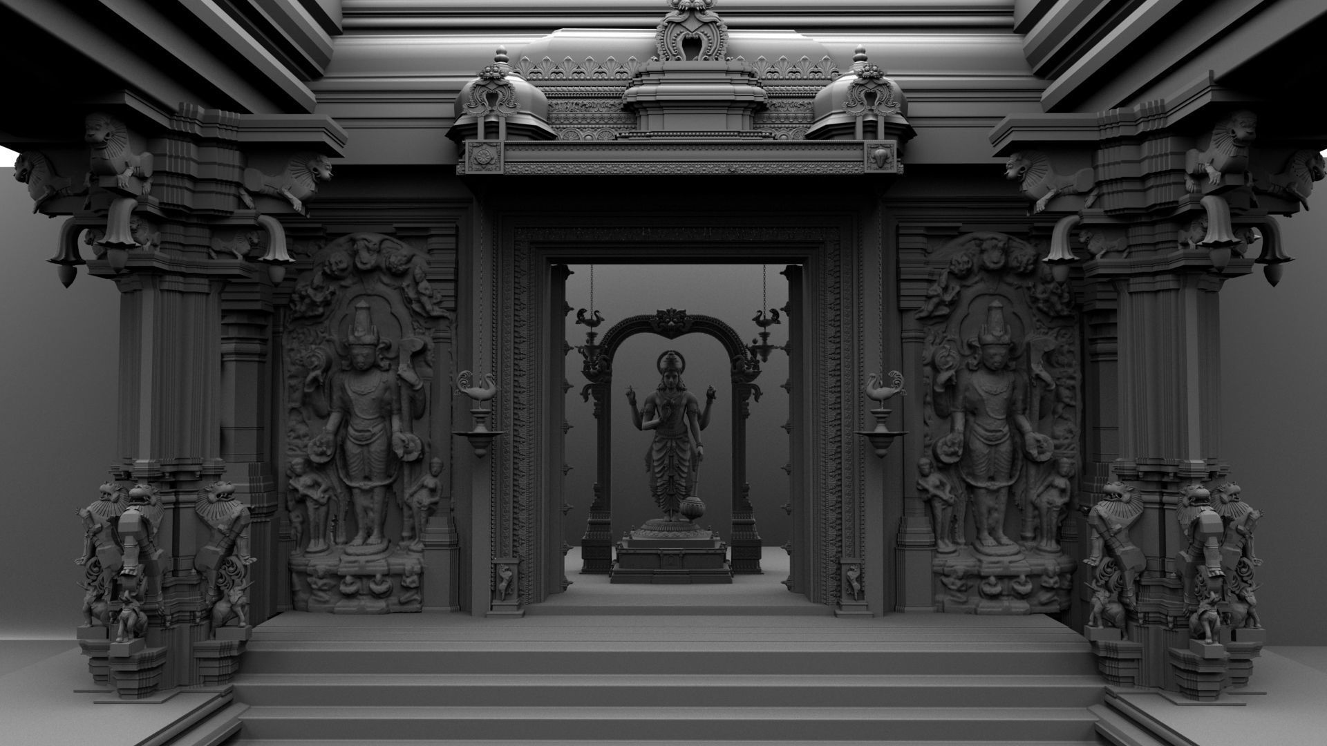 lord vishnu temple 3D model_36
