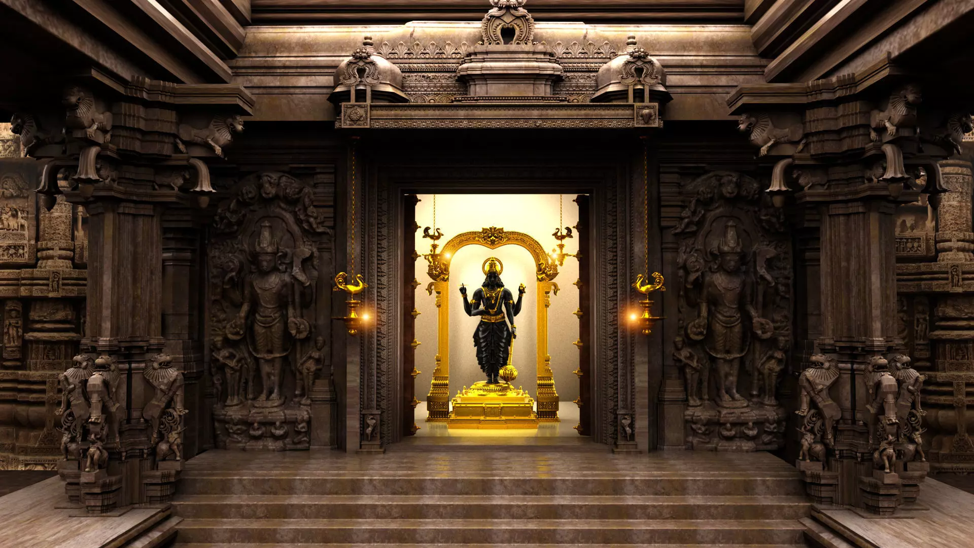lord vishnu temple 3D model_0