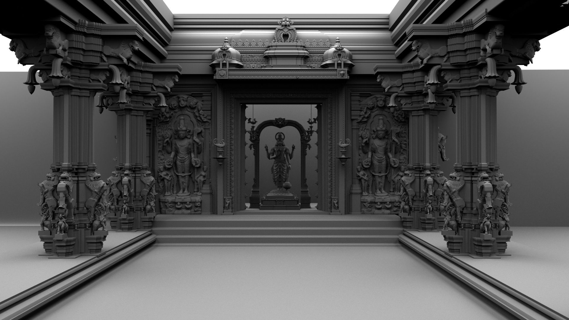 lord vishnu temple 3D model_35