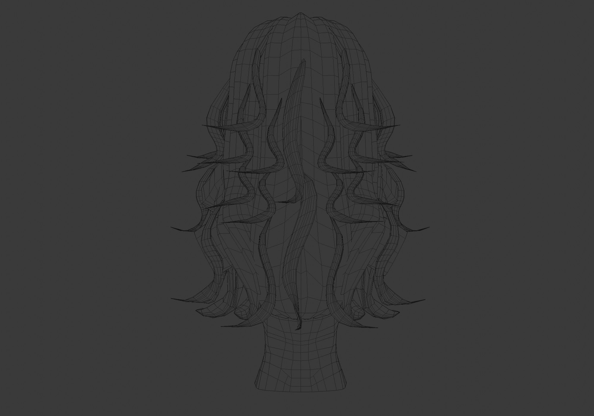 Wavy Female Hairstyle Low-poly 3D model_9