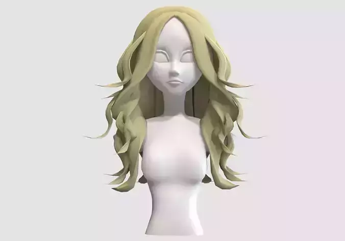 Wavy Female Hairstyle Low-poly 3D model Wavy Female Hairstyle Low-poly 3D model