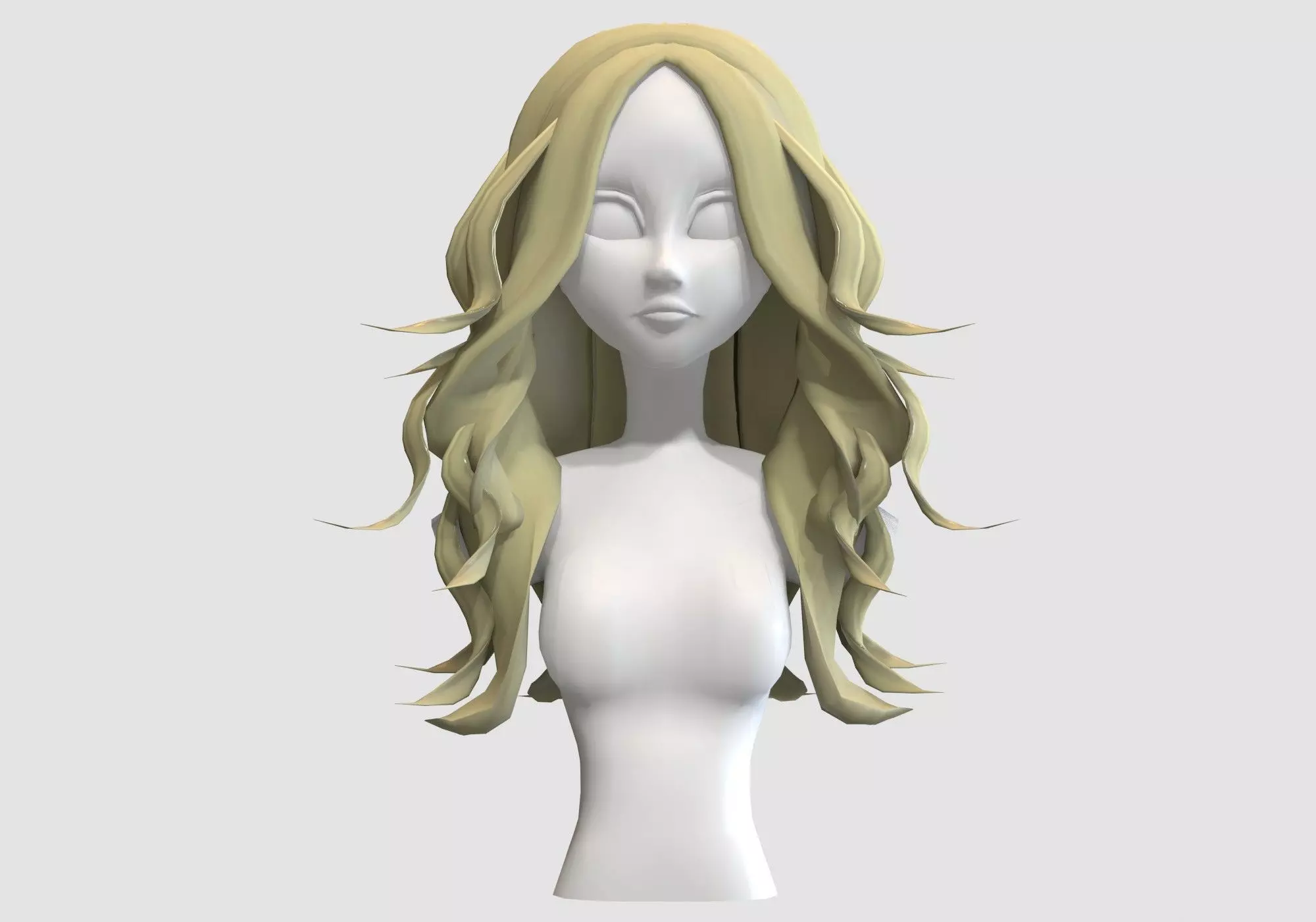 Wavy Female Hairstyle Low-poly 3D model_0