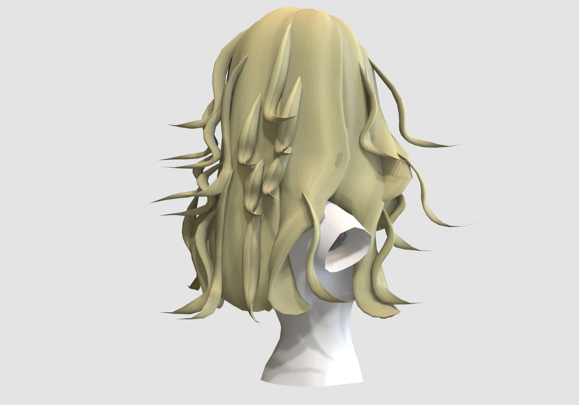 Wavy Female Hairstyle Low-poly 3D model_3