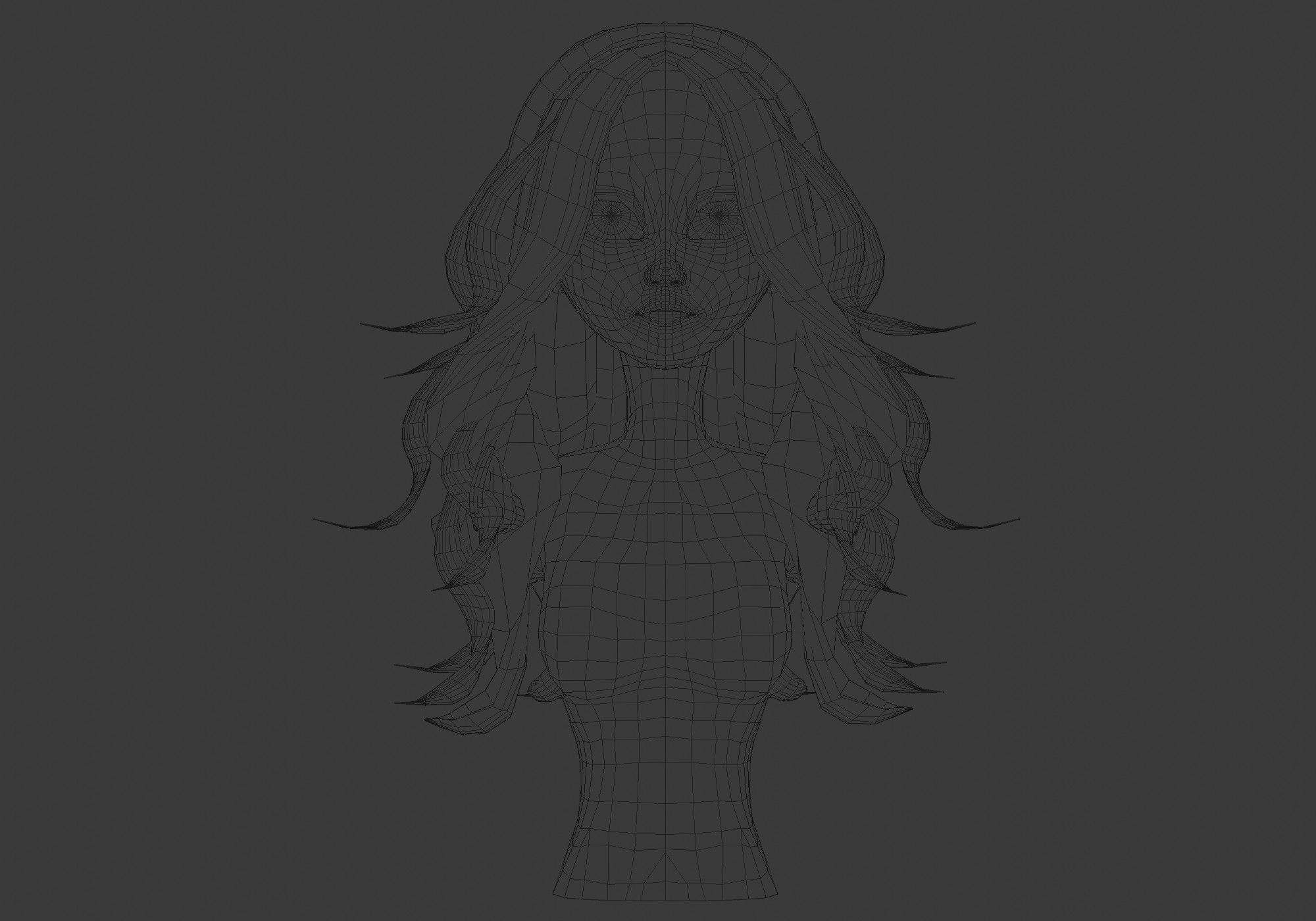 Wavy Female Hairstyle Low-poly 3D model_5