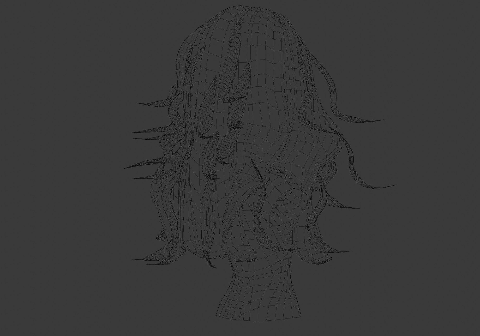 Wavy Female Hairstyle Low-poly 3D model_8