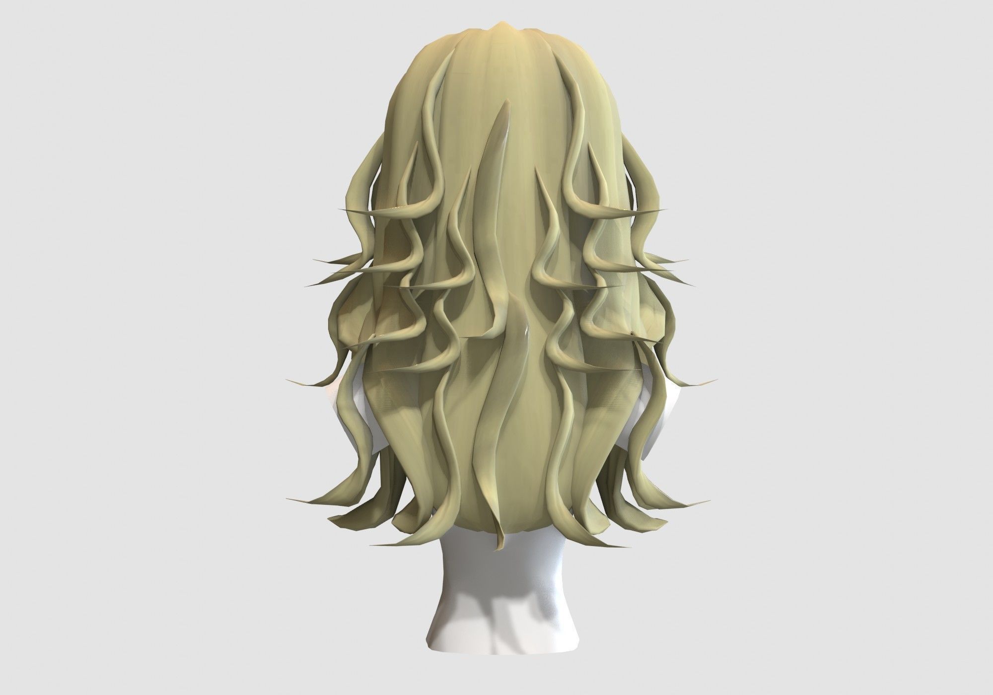 Wavy Female Hairstyle Low-poly 3D model_4