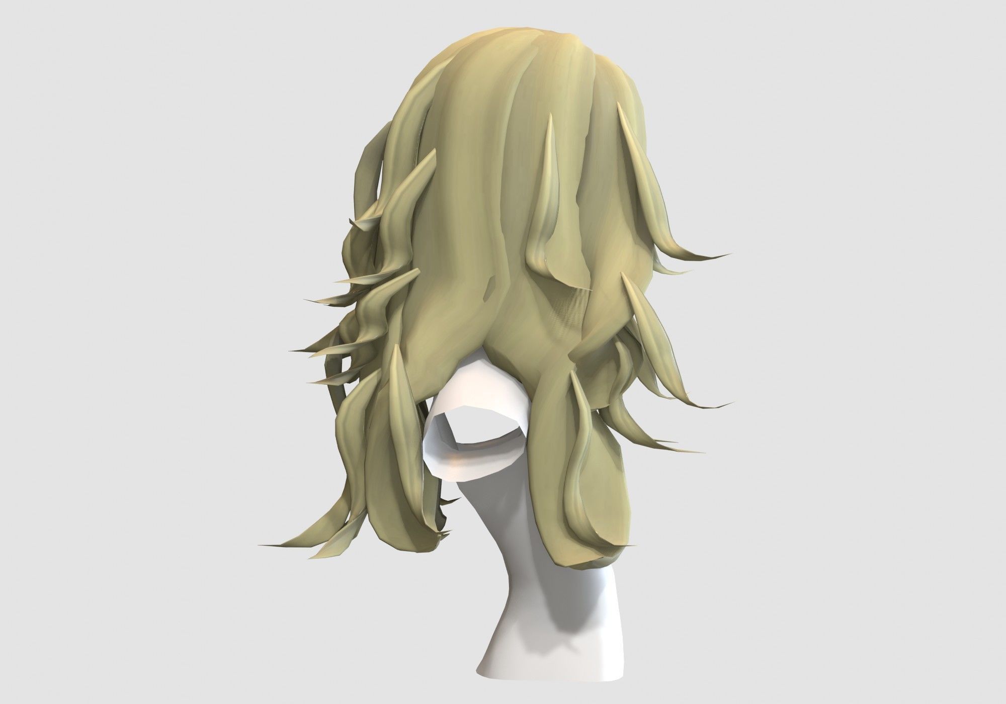 Wavy Female Hairstyle Low-poly 3D model_2