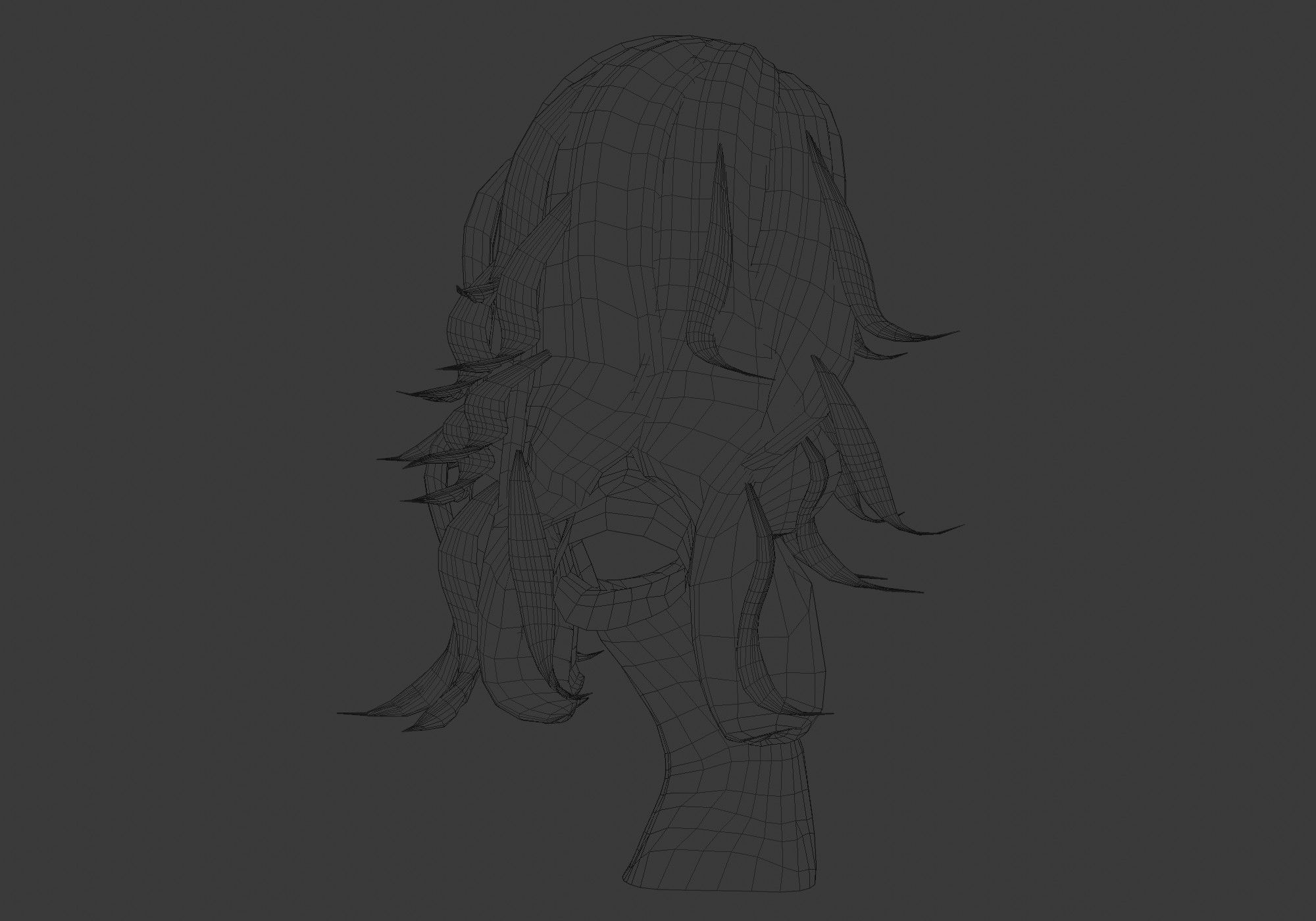 Wavy Female Hairstyle Low-poly 3D model_7