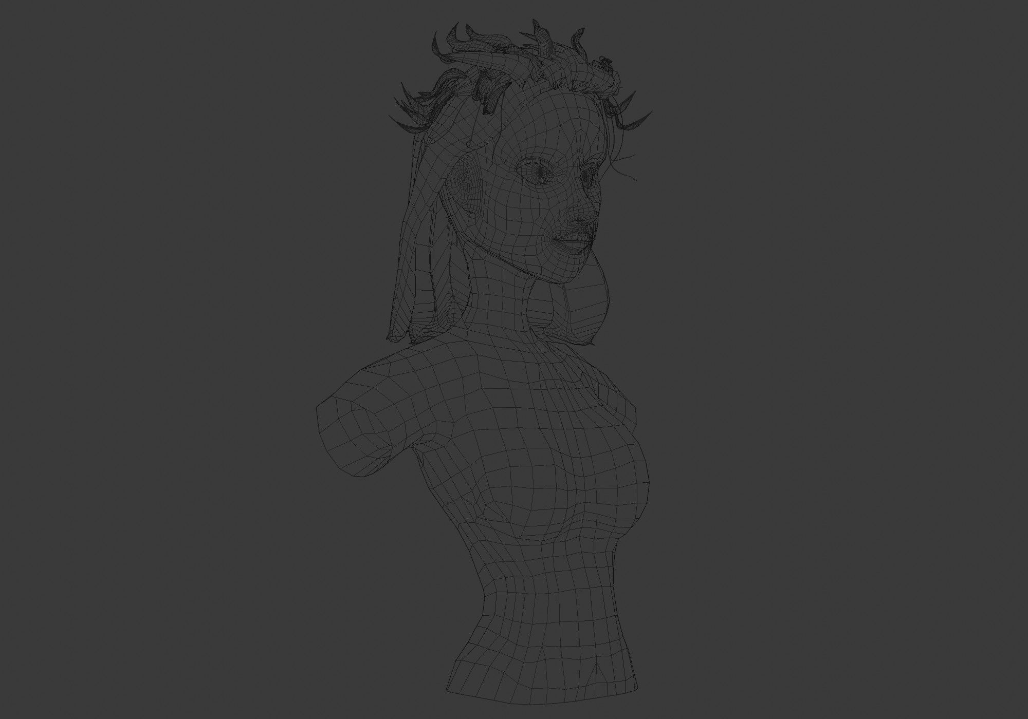 Tousled Female Hairstyle  Low-poly 3D model_6