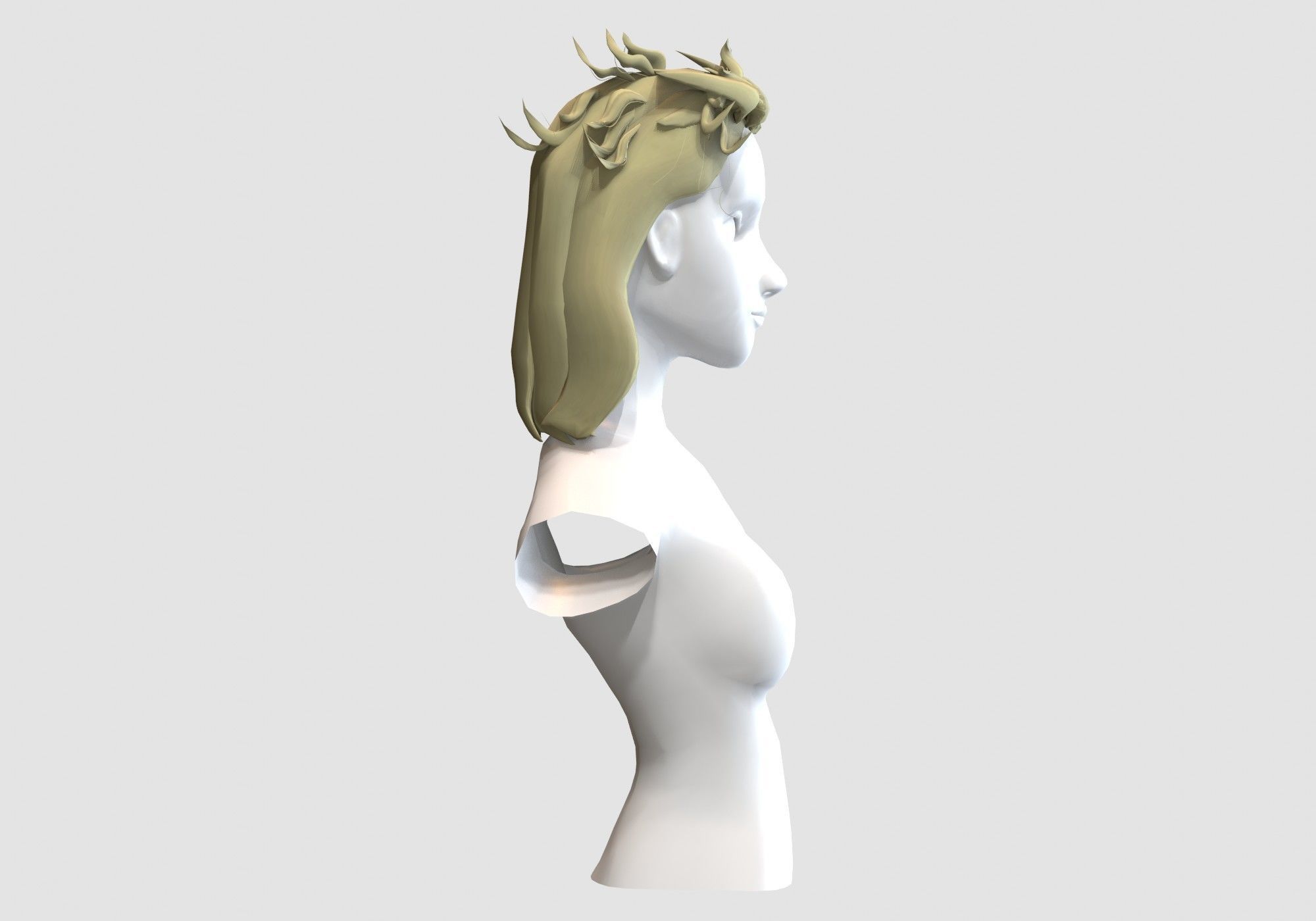 Tousled Female Hairstyle  Low-poly 3D model_2