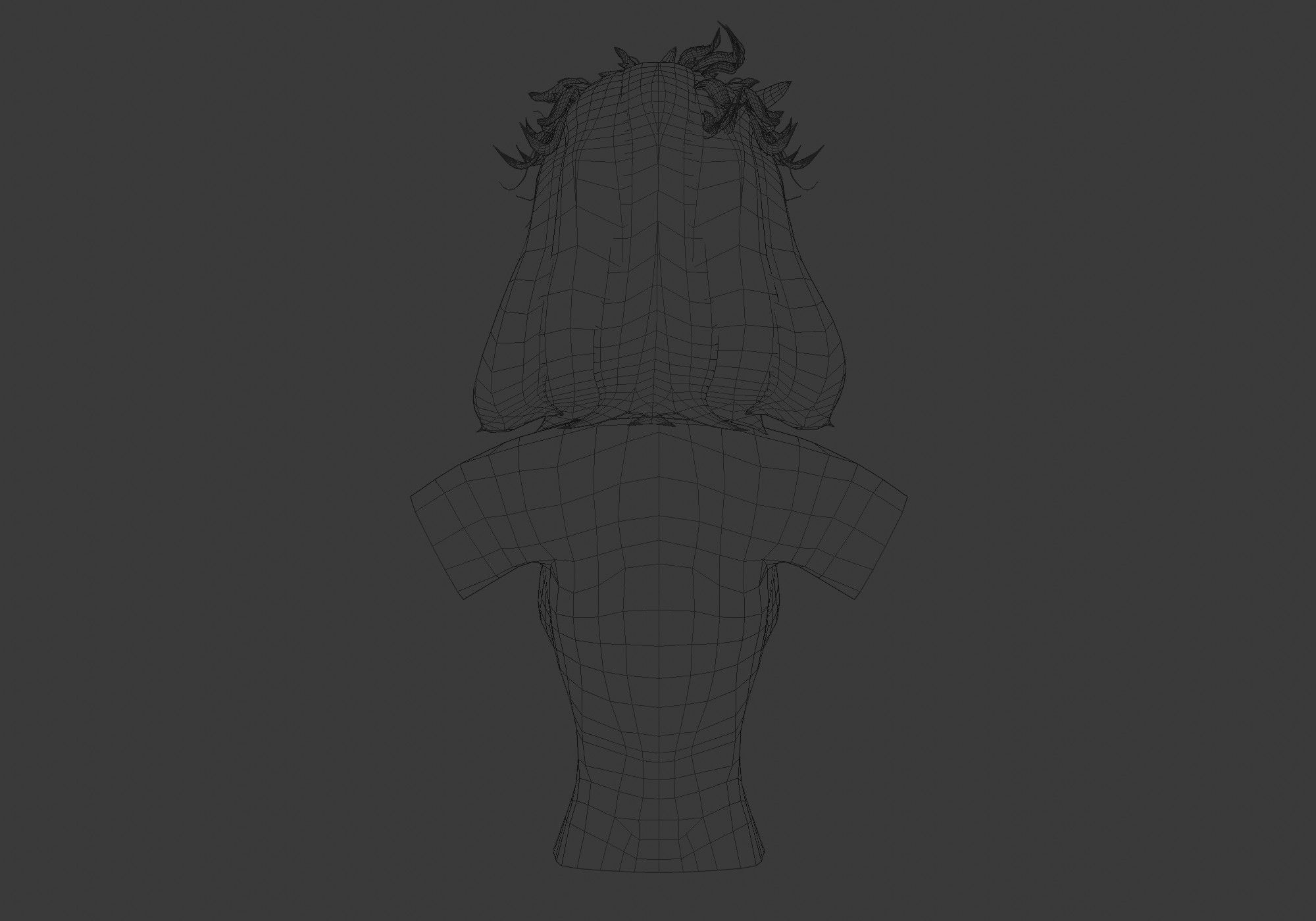 Tousled Female Hairstyle  Low-poly 3D model_9