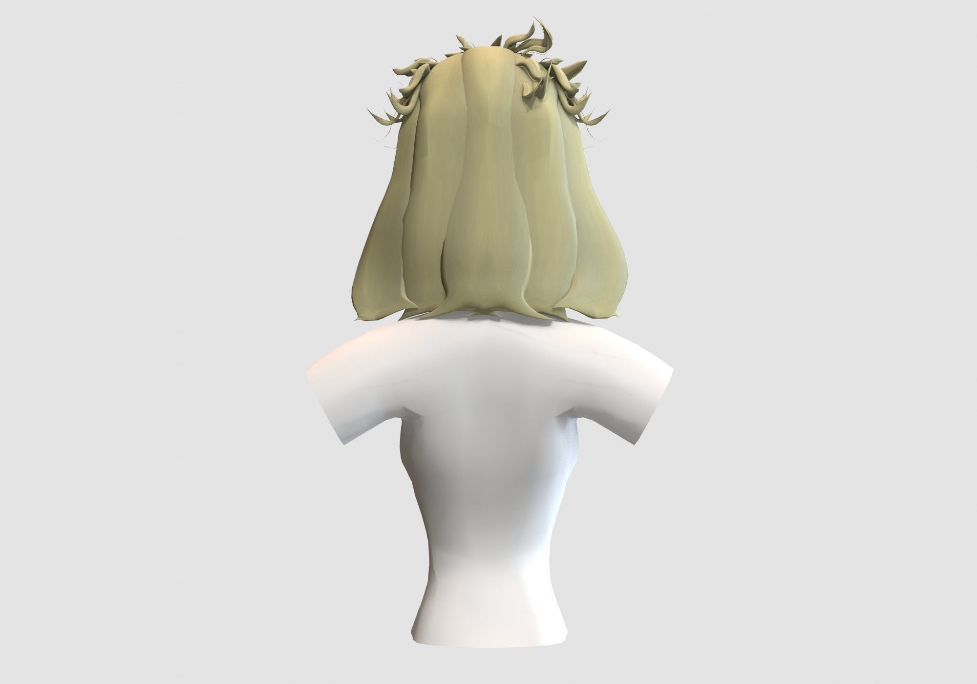Tousled Female Hairstyle  Low-poly 3D model_4
