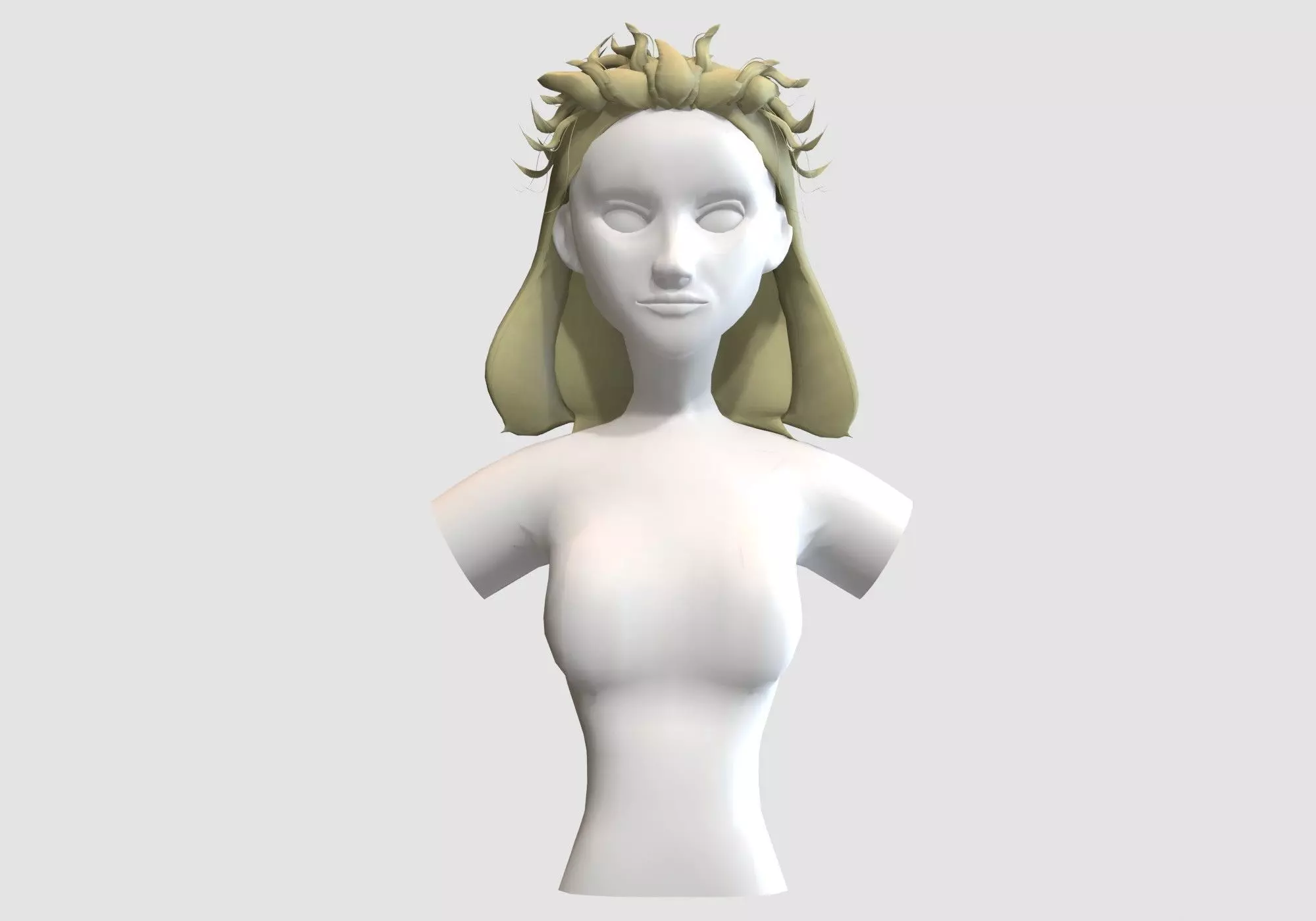 Tousled Female Hairstyle  Low-poly 3D model_0