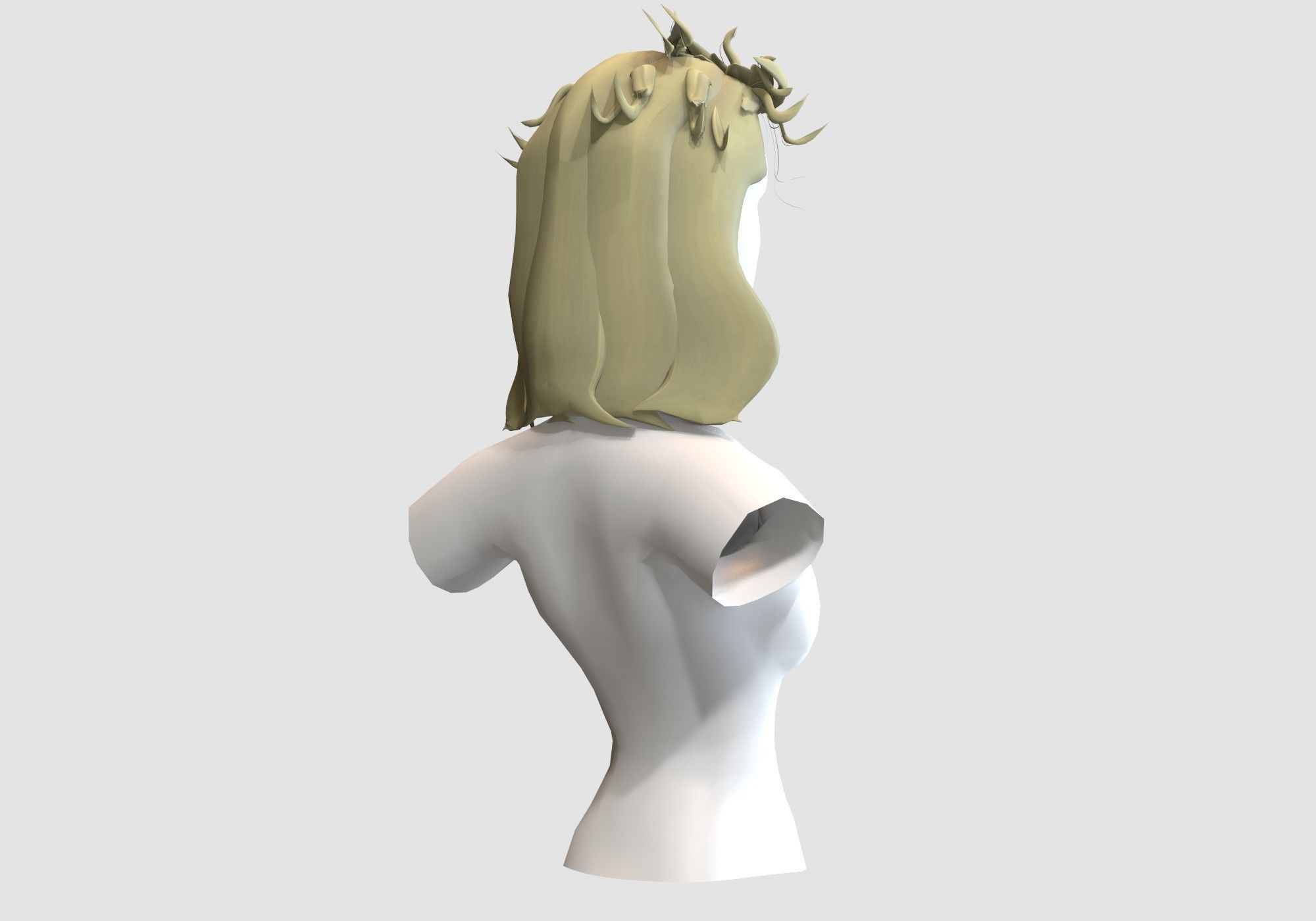 Tousled Female Hairstyle  Low-poly 3D model_3