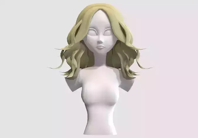 Thick Female Hairstyle  Low-poly 3D model