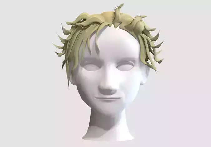 Strands Male Hairstyle  Low-poly 3D model