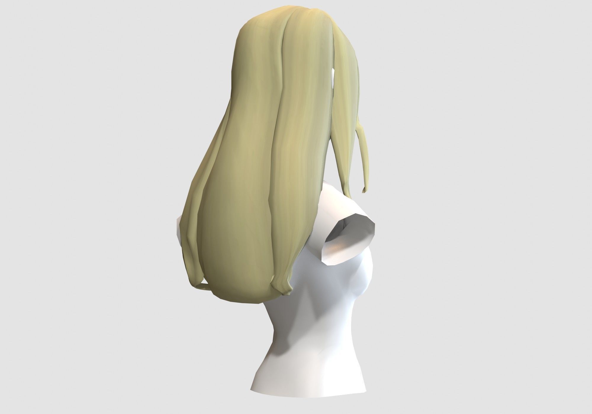 Simple Female Hairstyle Low-poly 3D model_3