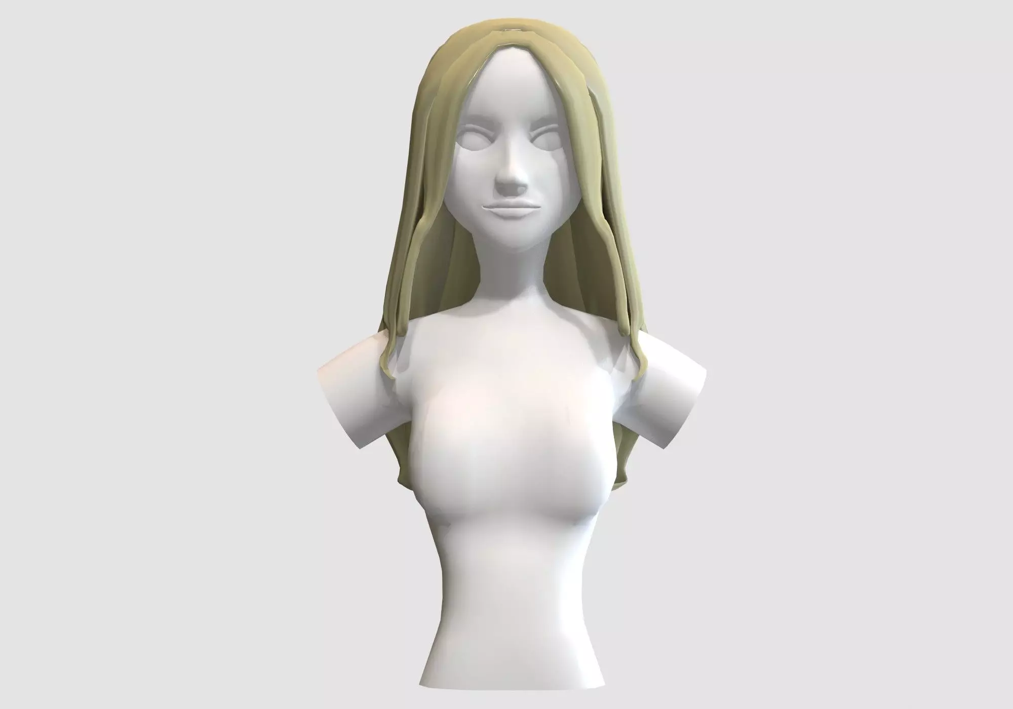Simple Female Hairstyle Low-poly 3D model_0