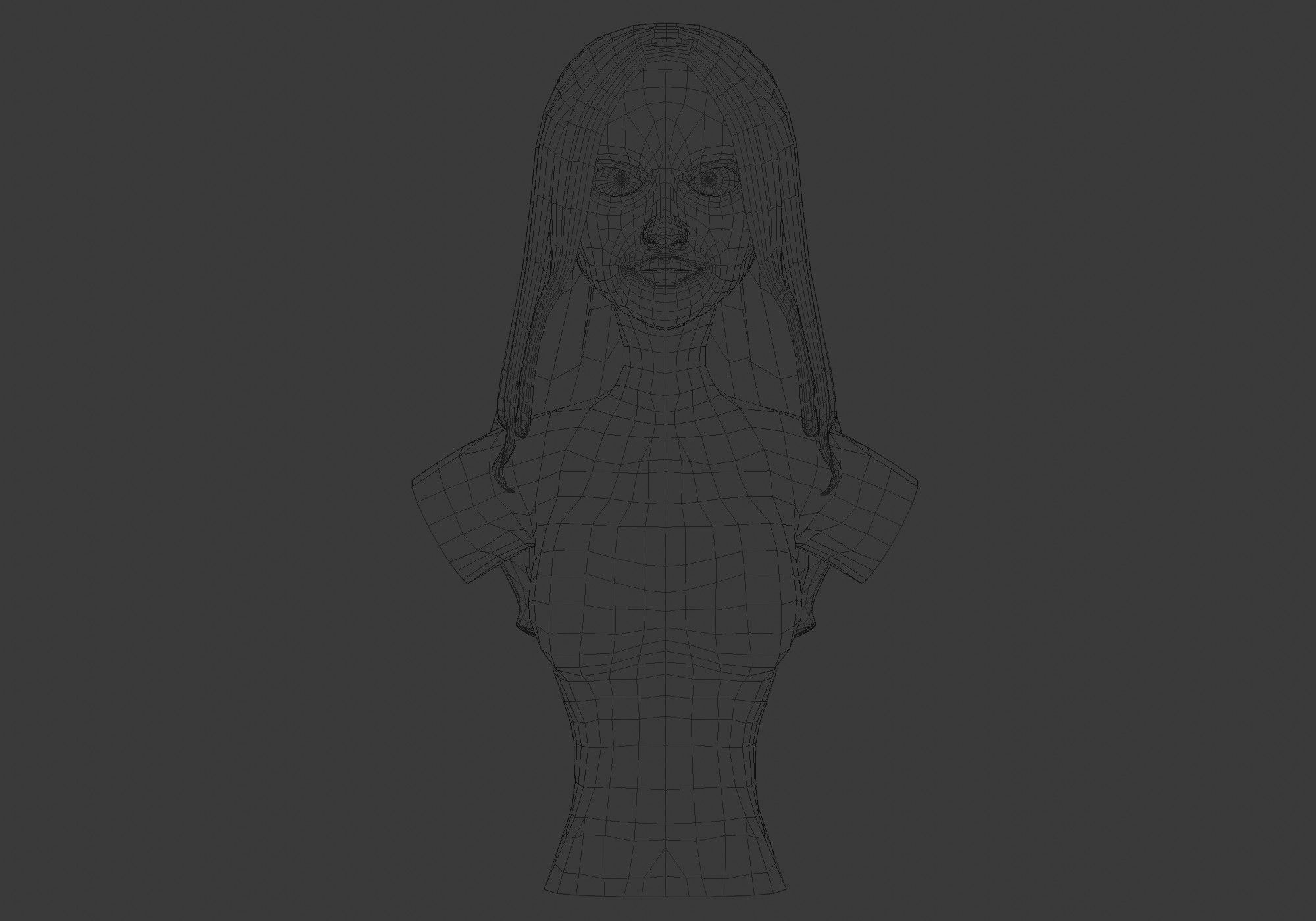 Simple Female Hairstyle Low-poly 3D model_5