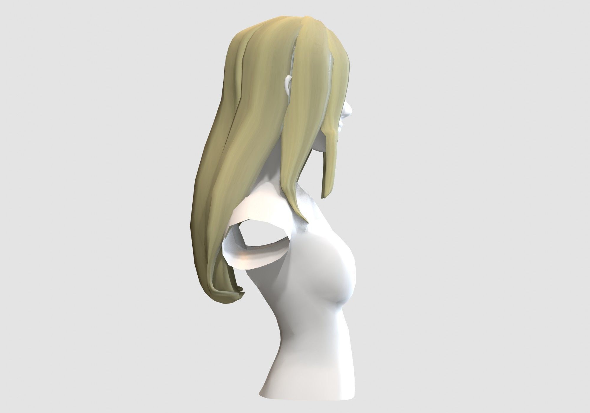 Simple Female Hairstyle Low-poly 3D model_2