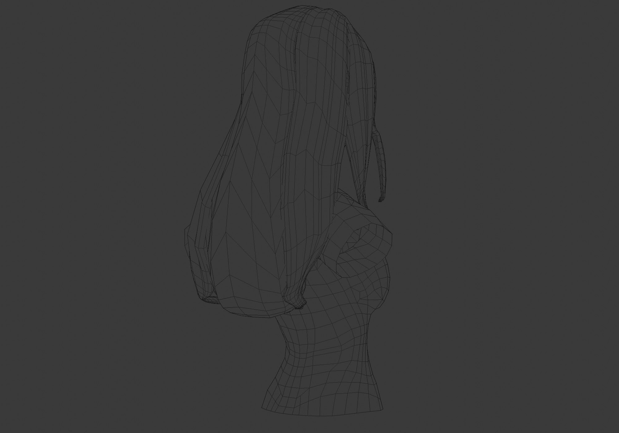 Simple Female Hairstyle Low-poly 3D model_8