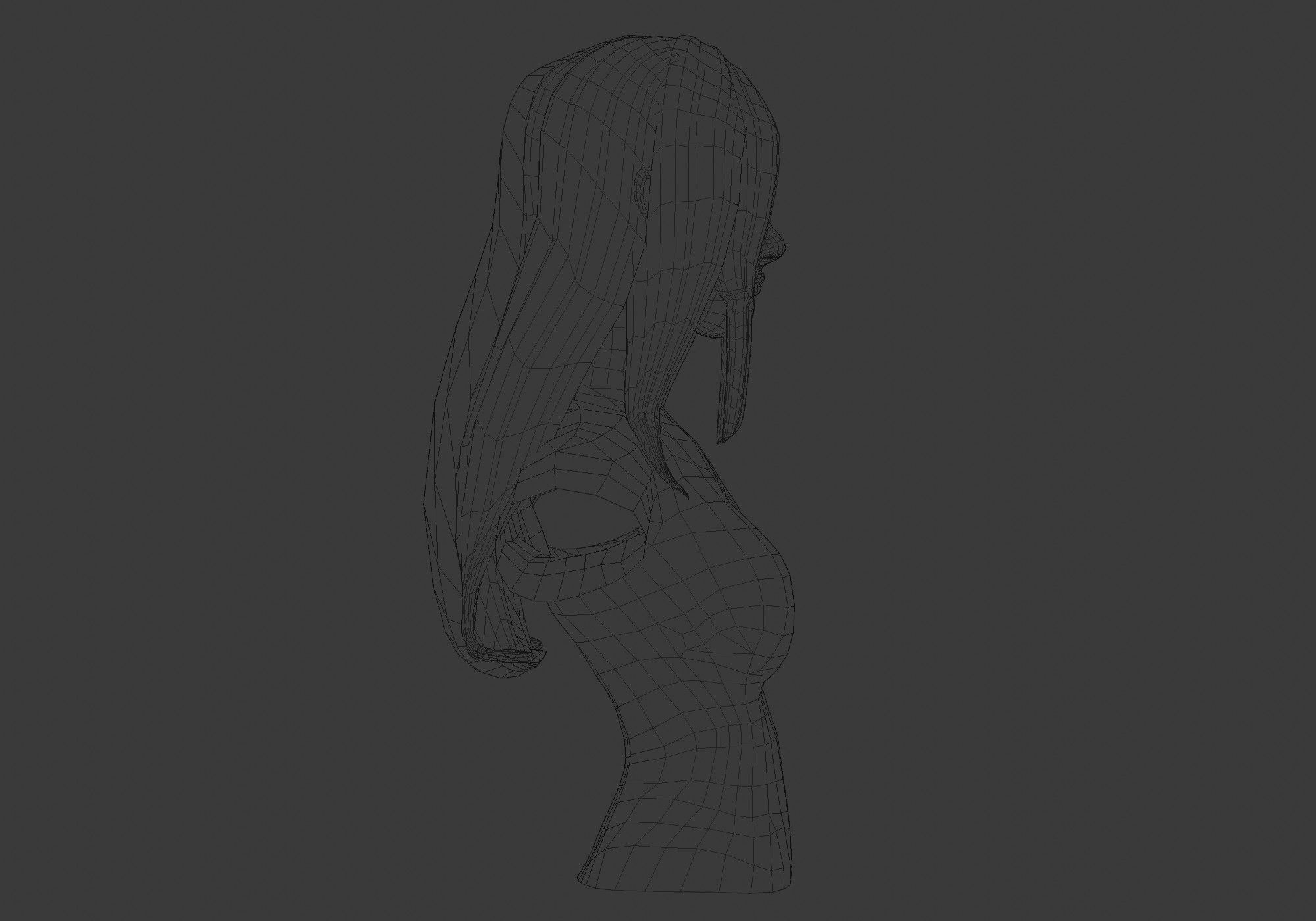 Simple Female Hairstyle Low-poly 3D model_7