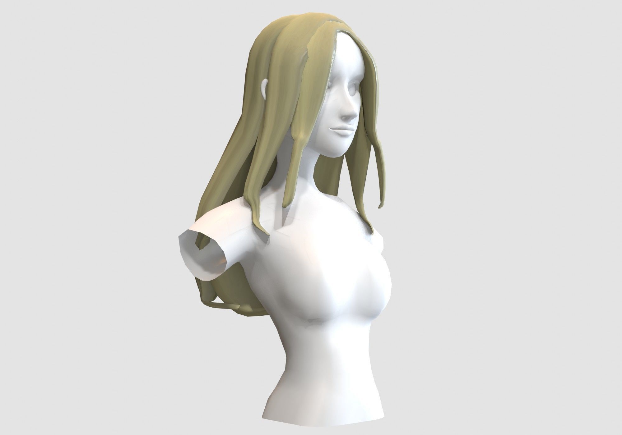 Simple Female Hairstyle Low-poly 3D model_1