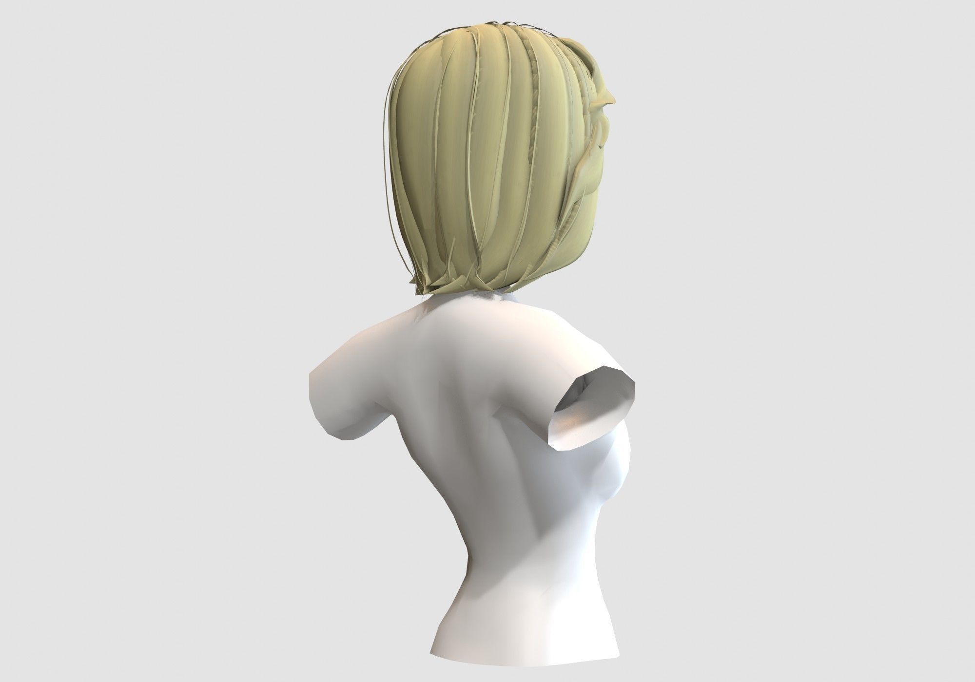 Short Female Hairstyle Low-poly 3D model_3