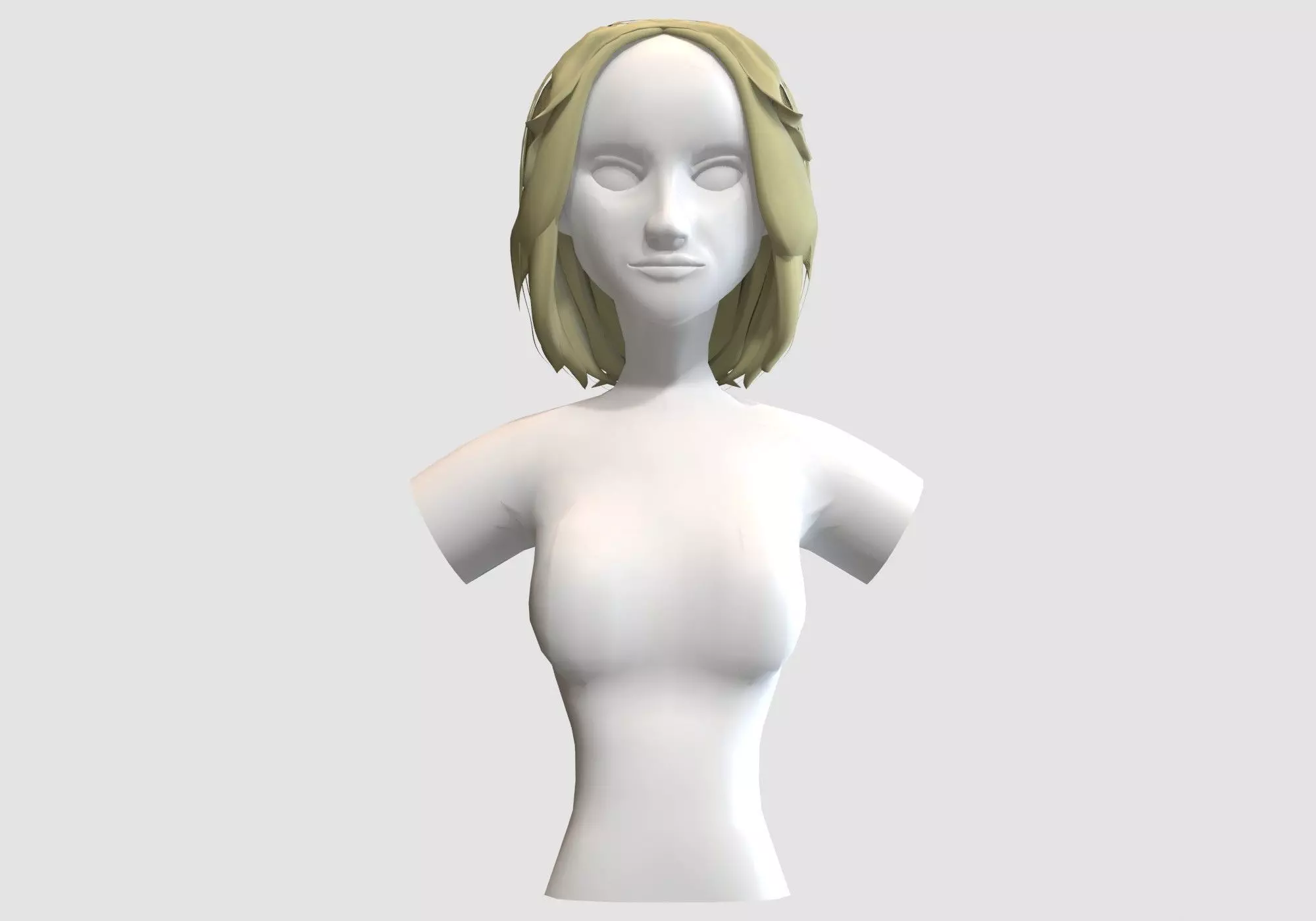 Short Female Hairstyle Low-poly 3D model_0