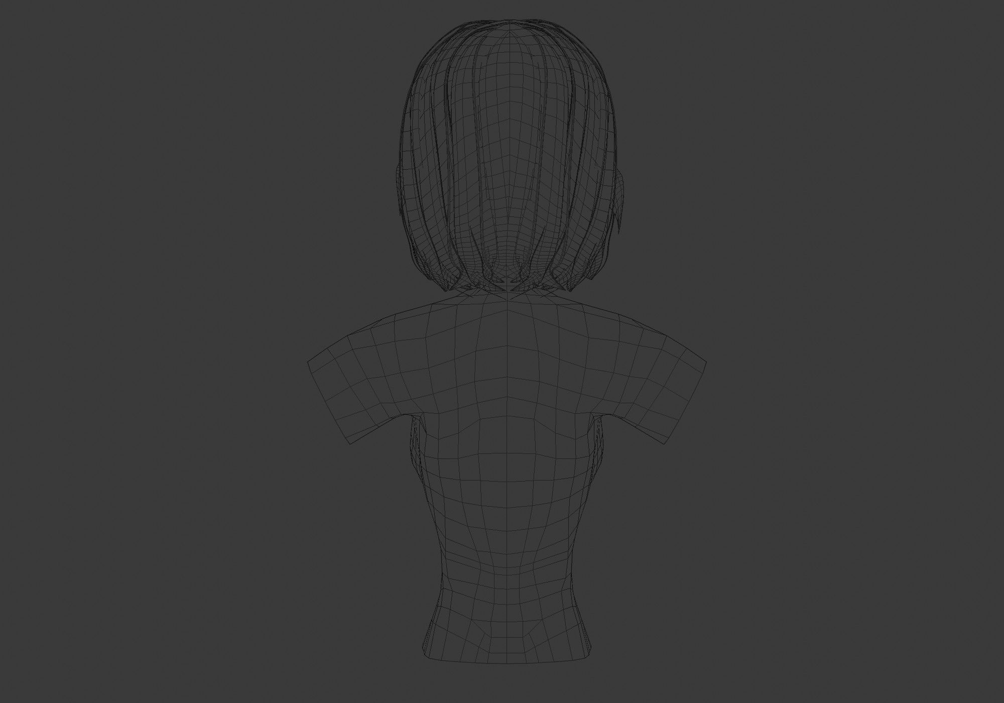 Short Female Hairstyle Low-poly 3D model_9