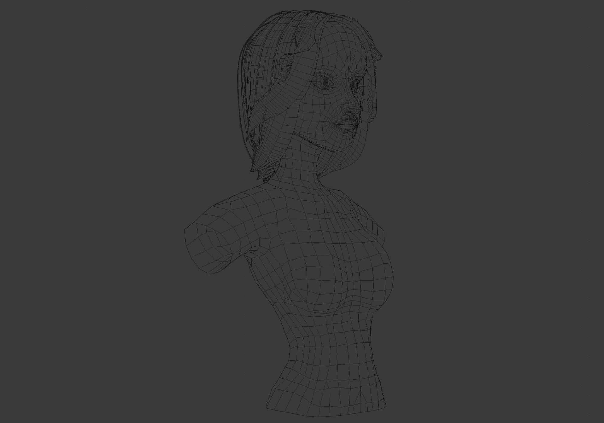 Short Female Hairstyle Low-poly 3D model_6