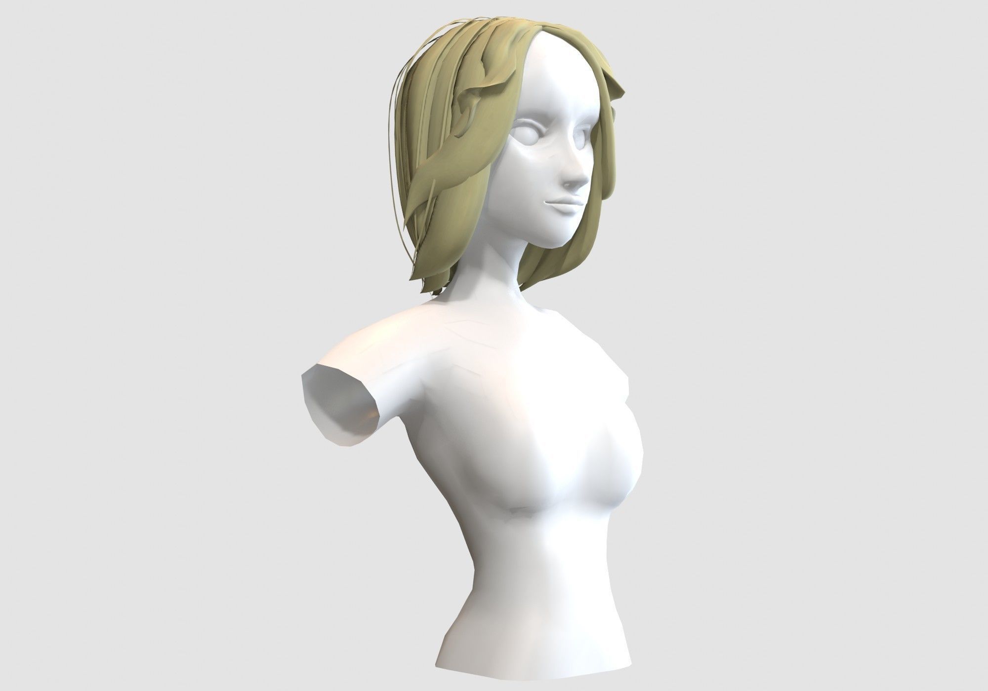 Short Female Hairstyle Low-poly 3D model_1