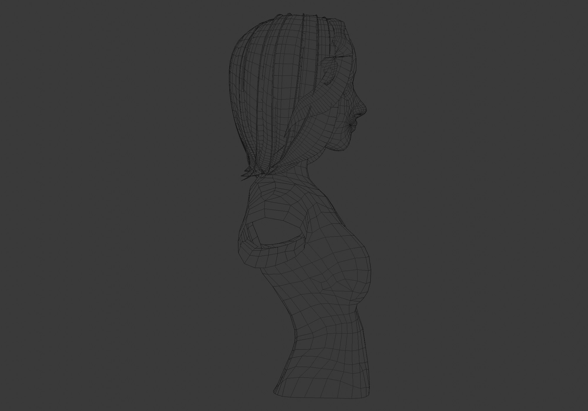 Short Female Hairstyle Low-poly 3D model_7