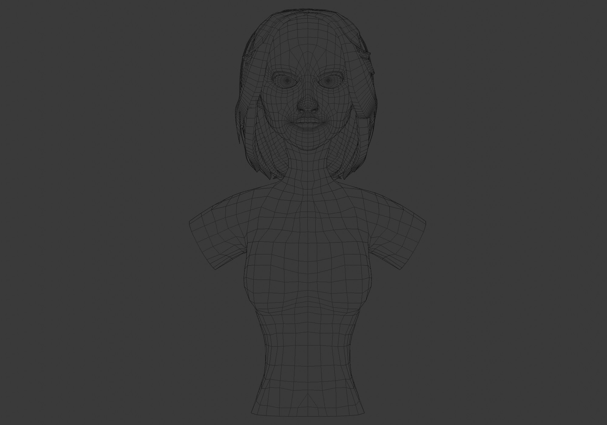 Short Female Hairstyle Low-poly 3D model_5