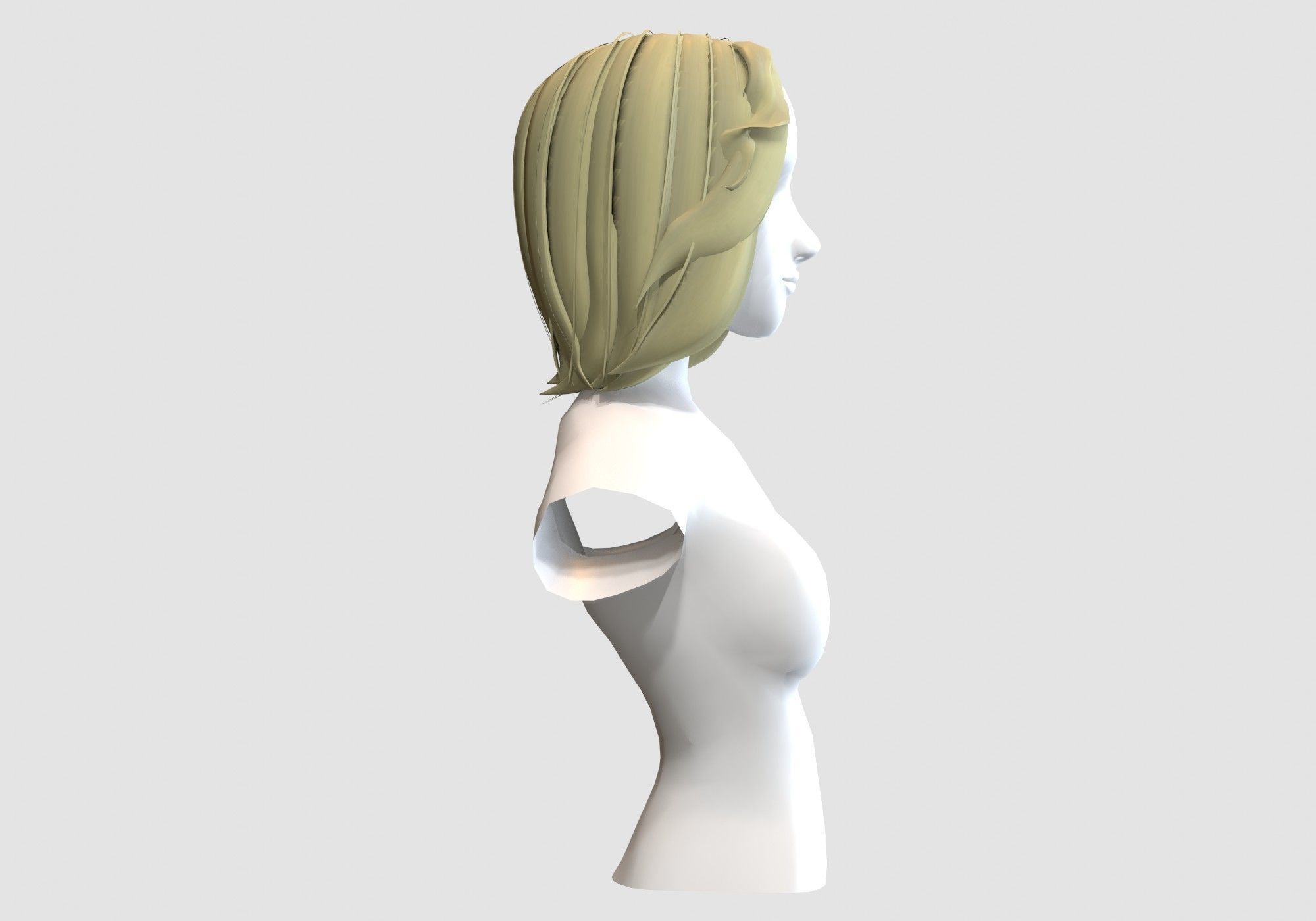 Short Female Hairstyle Low-poly 3D model_2