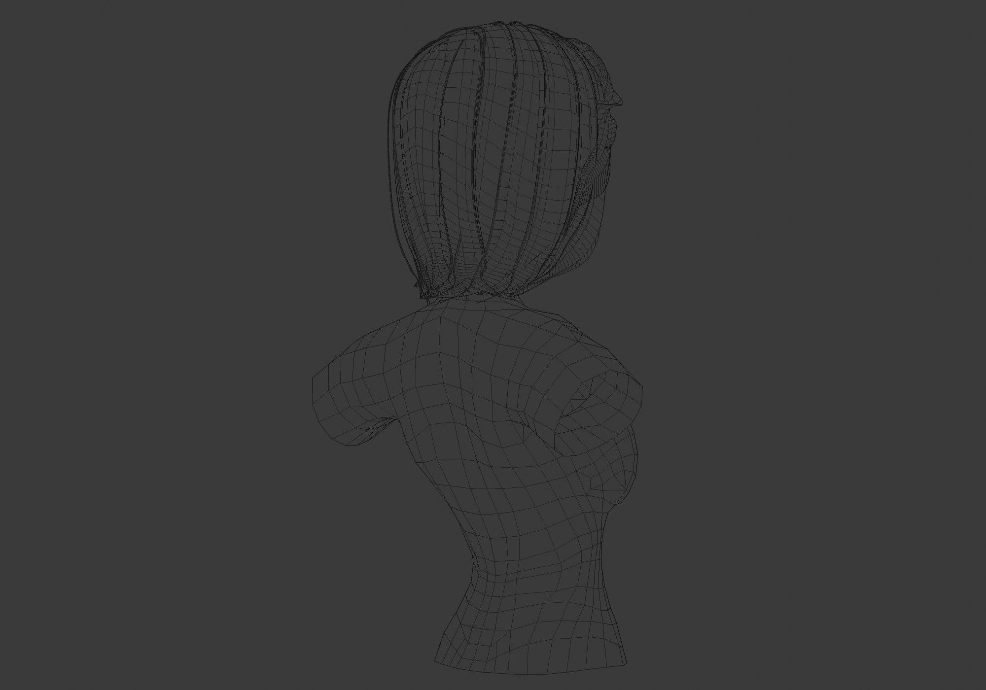 Short Female Hairstyle Low-poly 3D model_8