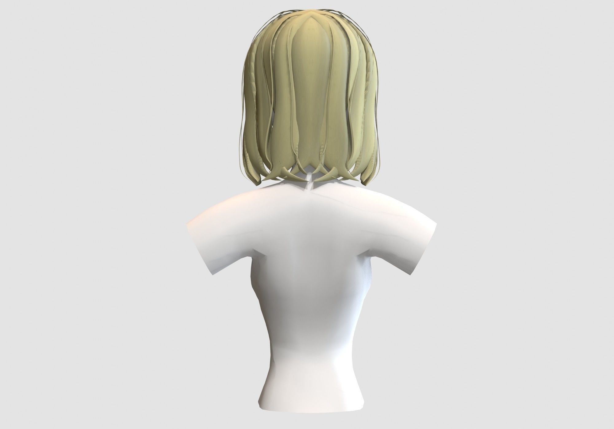 Ordinary Female Hairstyle Low-poly 3D model_4