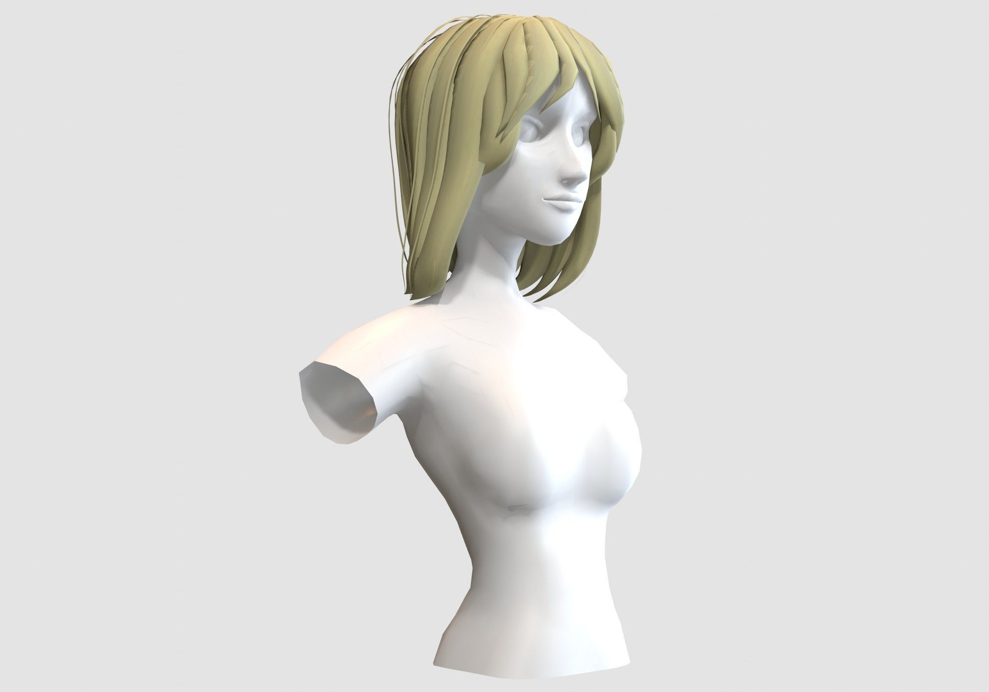 Ordinary Female Hairstyle Low-poly 3D model_1