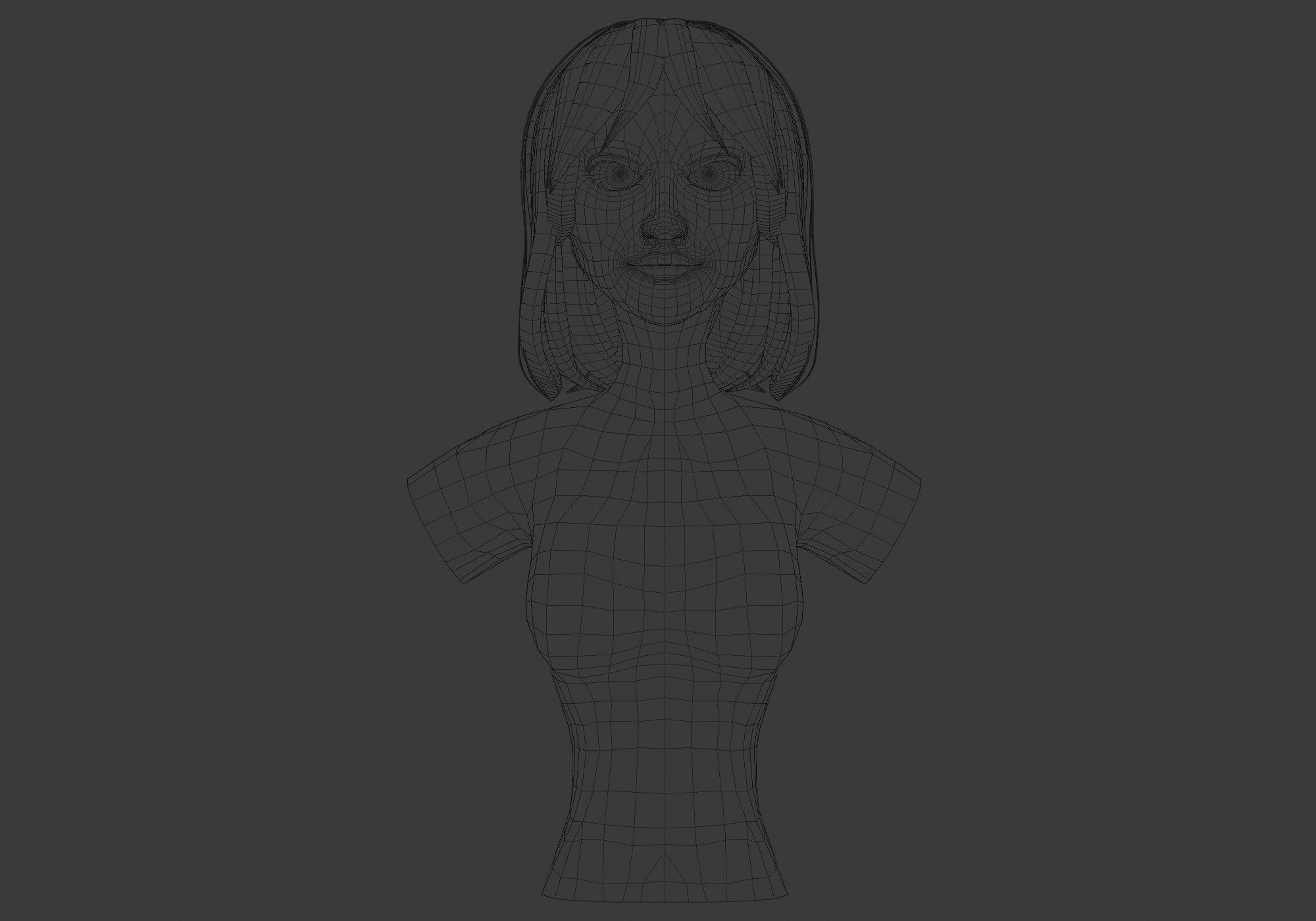 Ordinary Female Hairstyle Low-poly 3D model_5