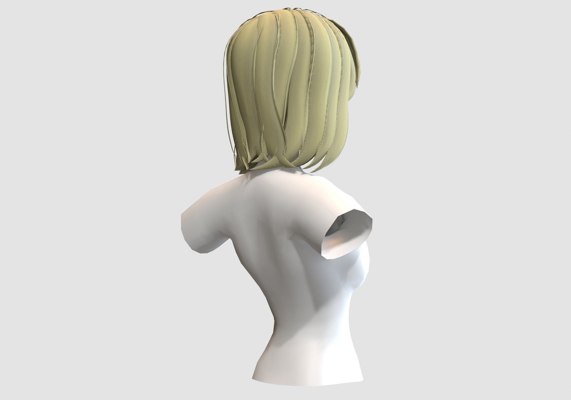 Ordinary Female Hairstyle Low-poly 3D model_3