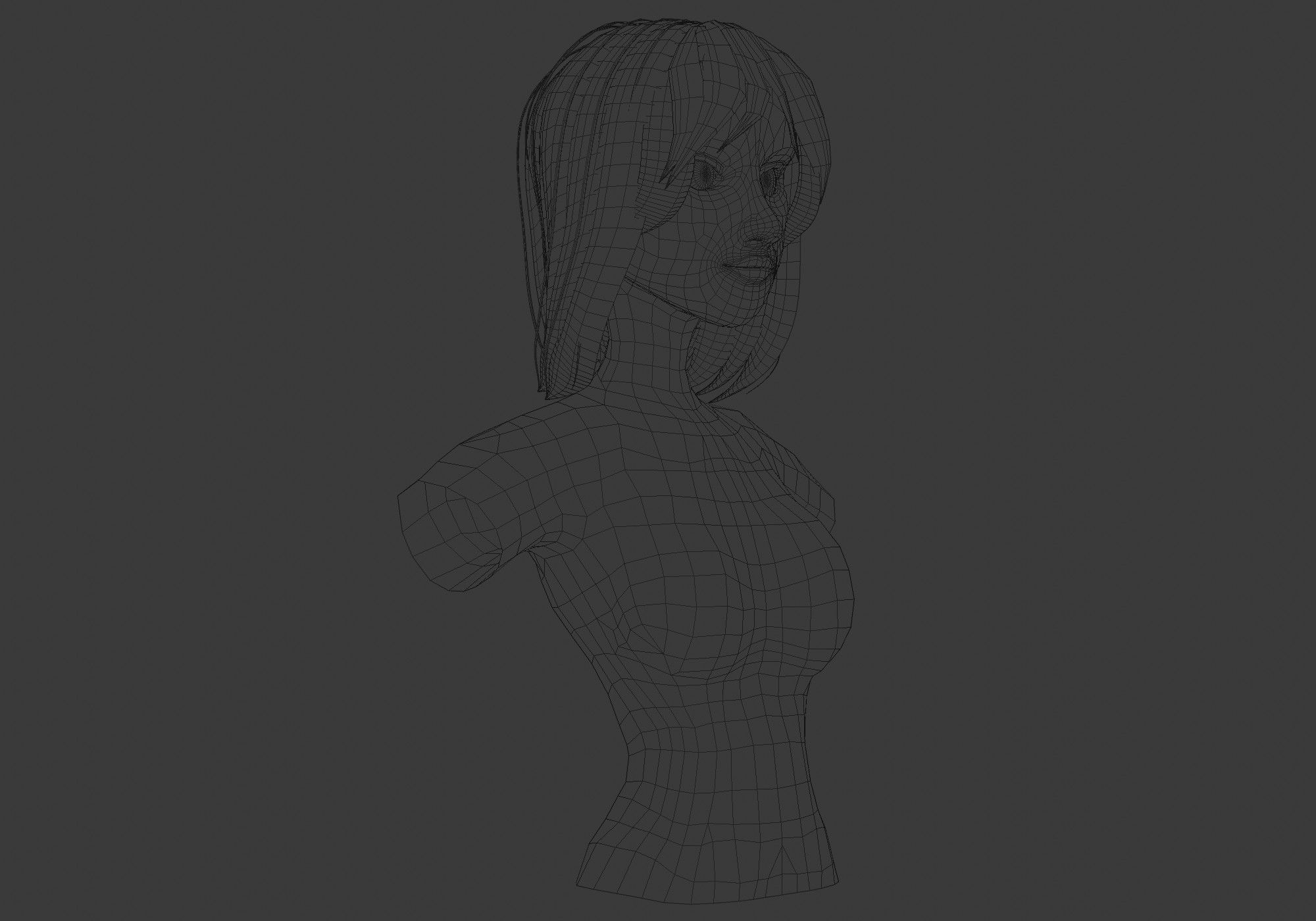 Ordinary Female Hairstyle Low-poly 3D model_6