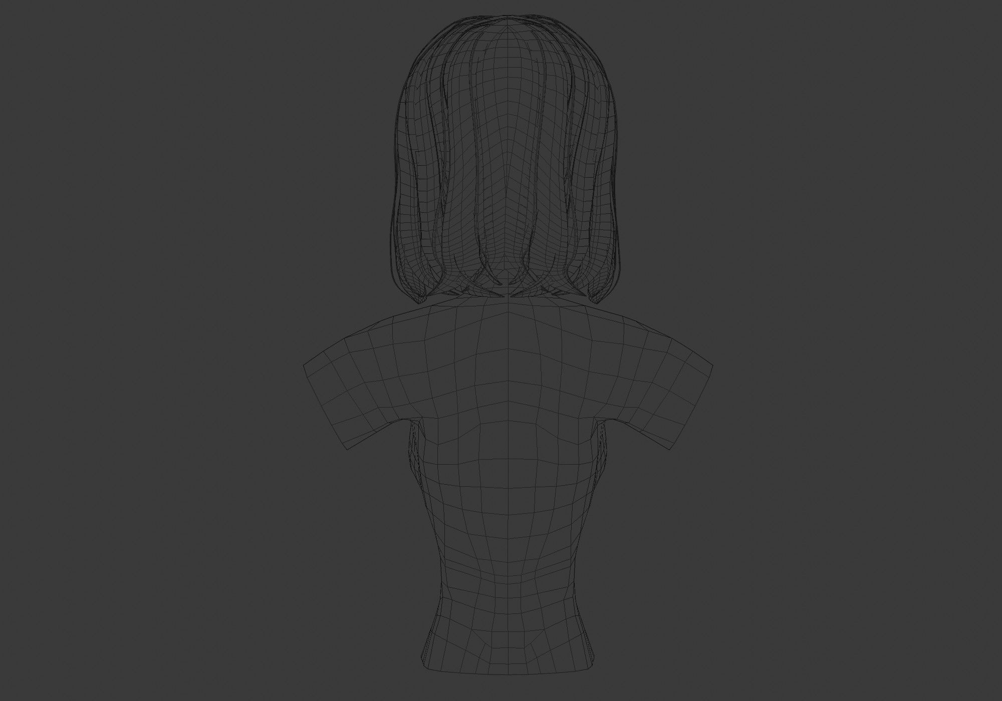 Ordinary Female Hairstyle Low-poly 3D model_9