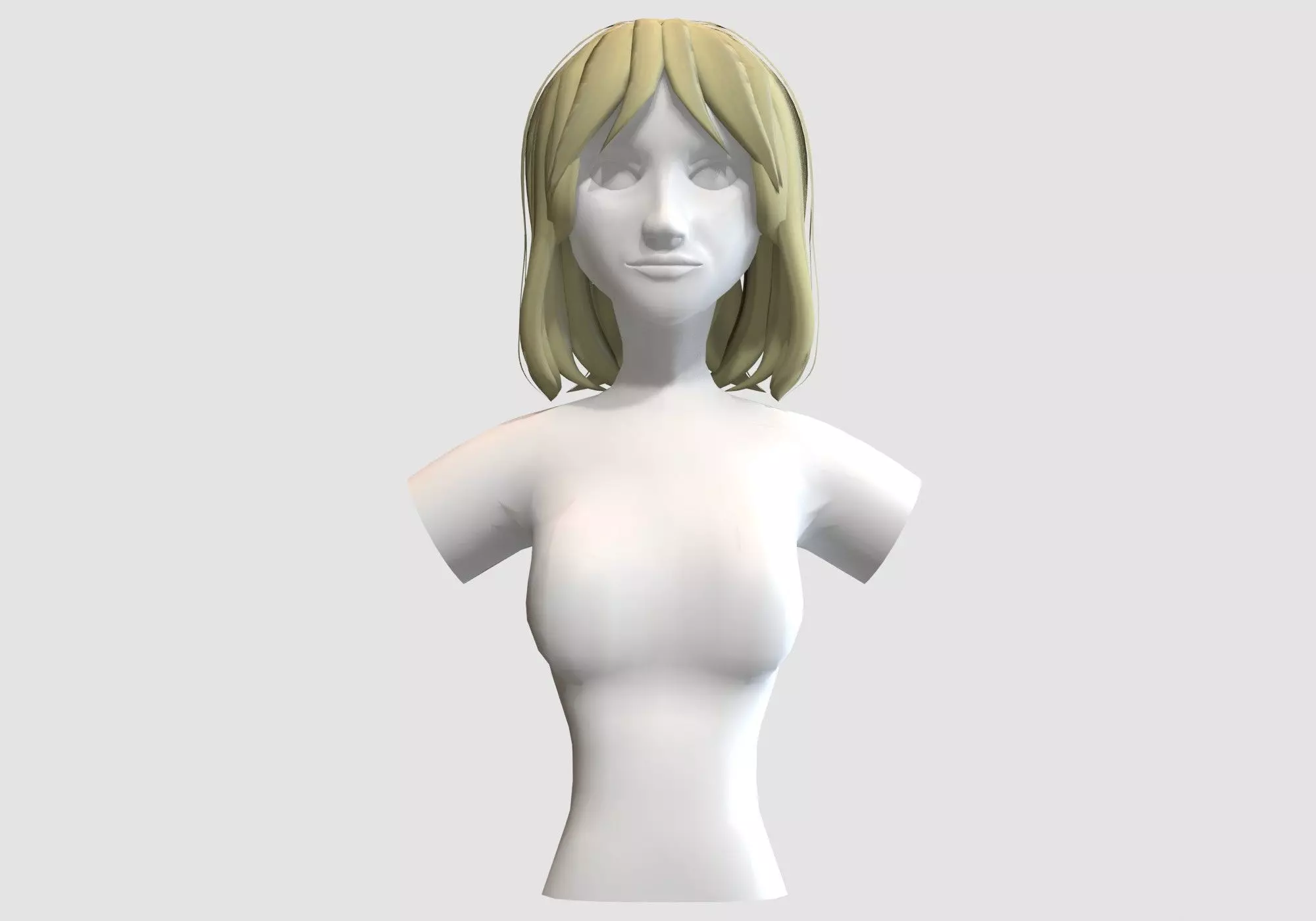 Ordinary Female Hairstyle Low-poly 3D model_0