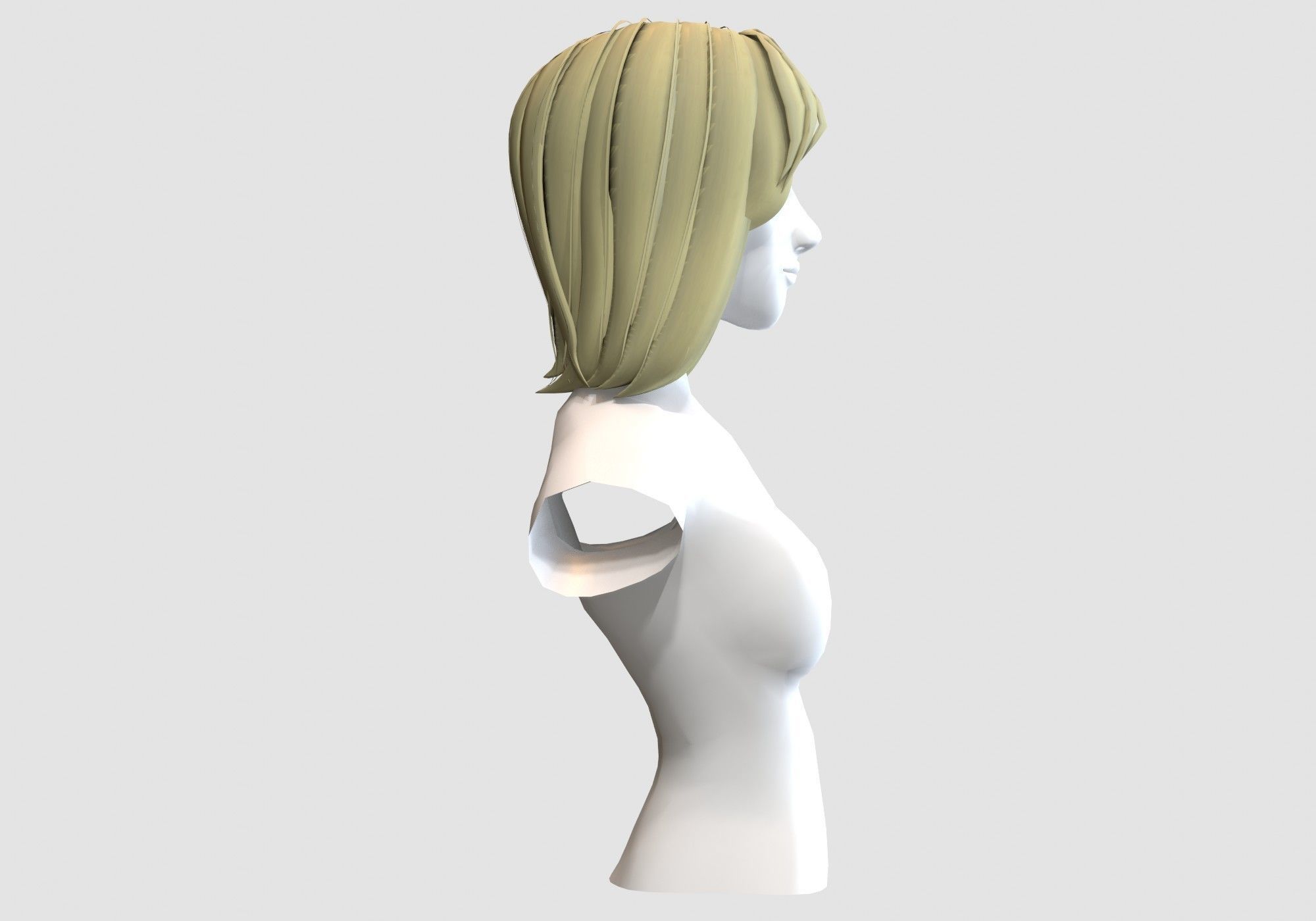 Ordinary Female Hairstyle Low-poly 3D model_2