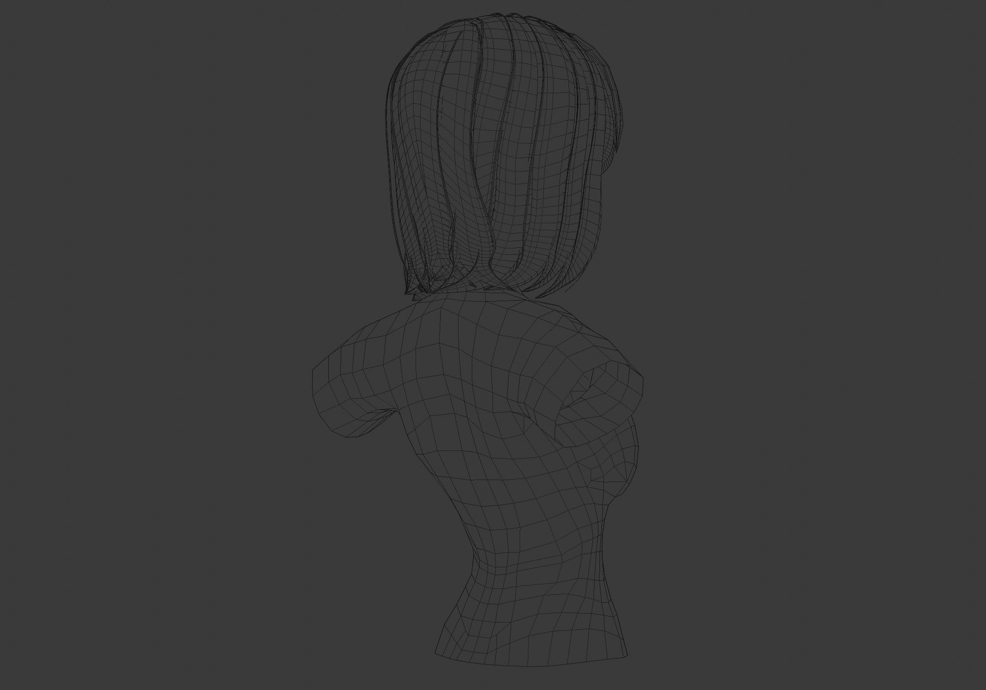 Ordinary Female Hairstyle Low-poly 3D model_8