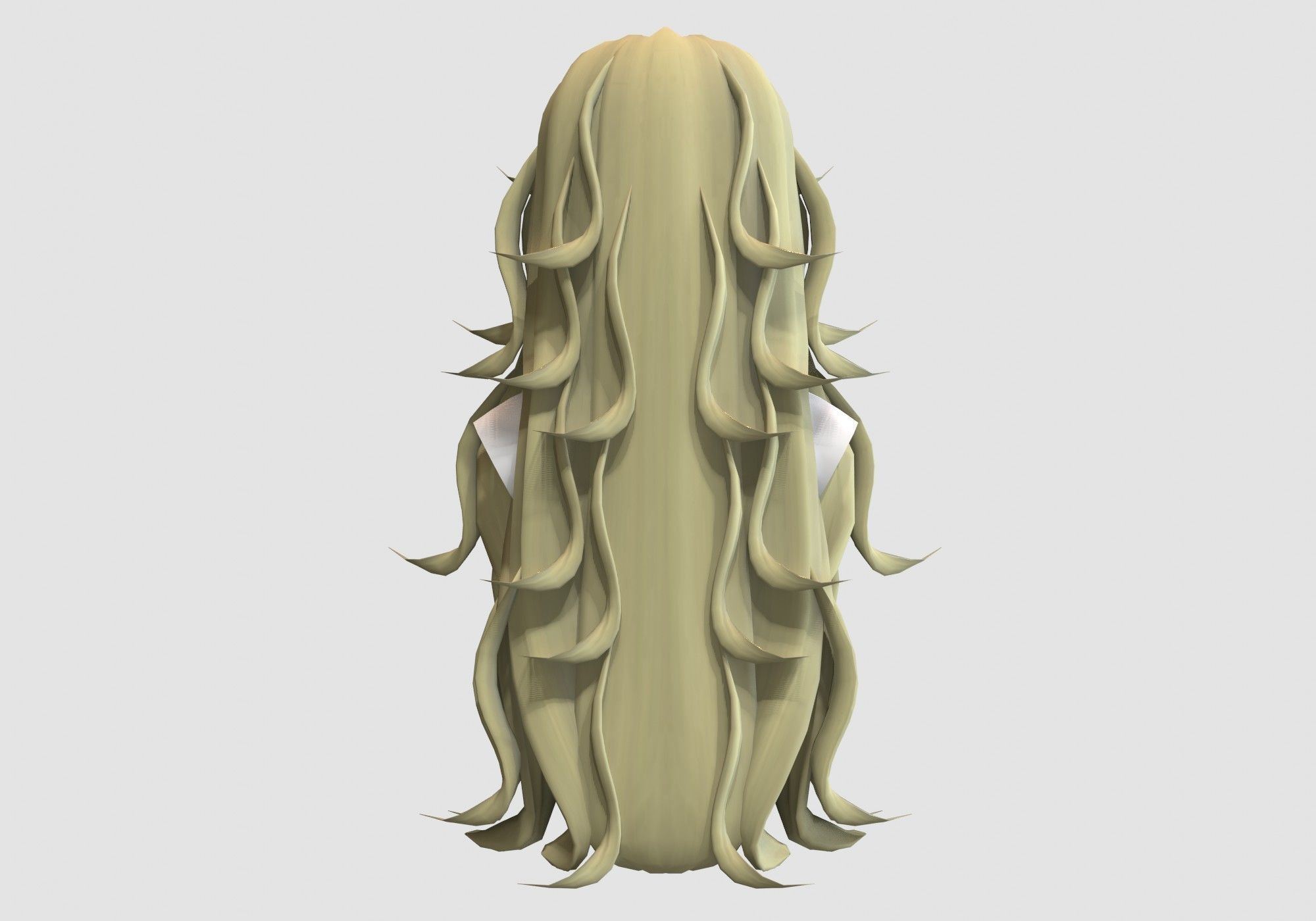 Long Wavy Hairstyle Low-poly 3D model_4