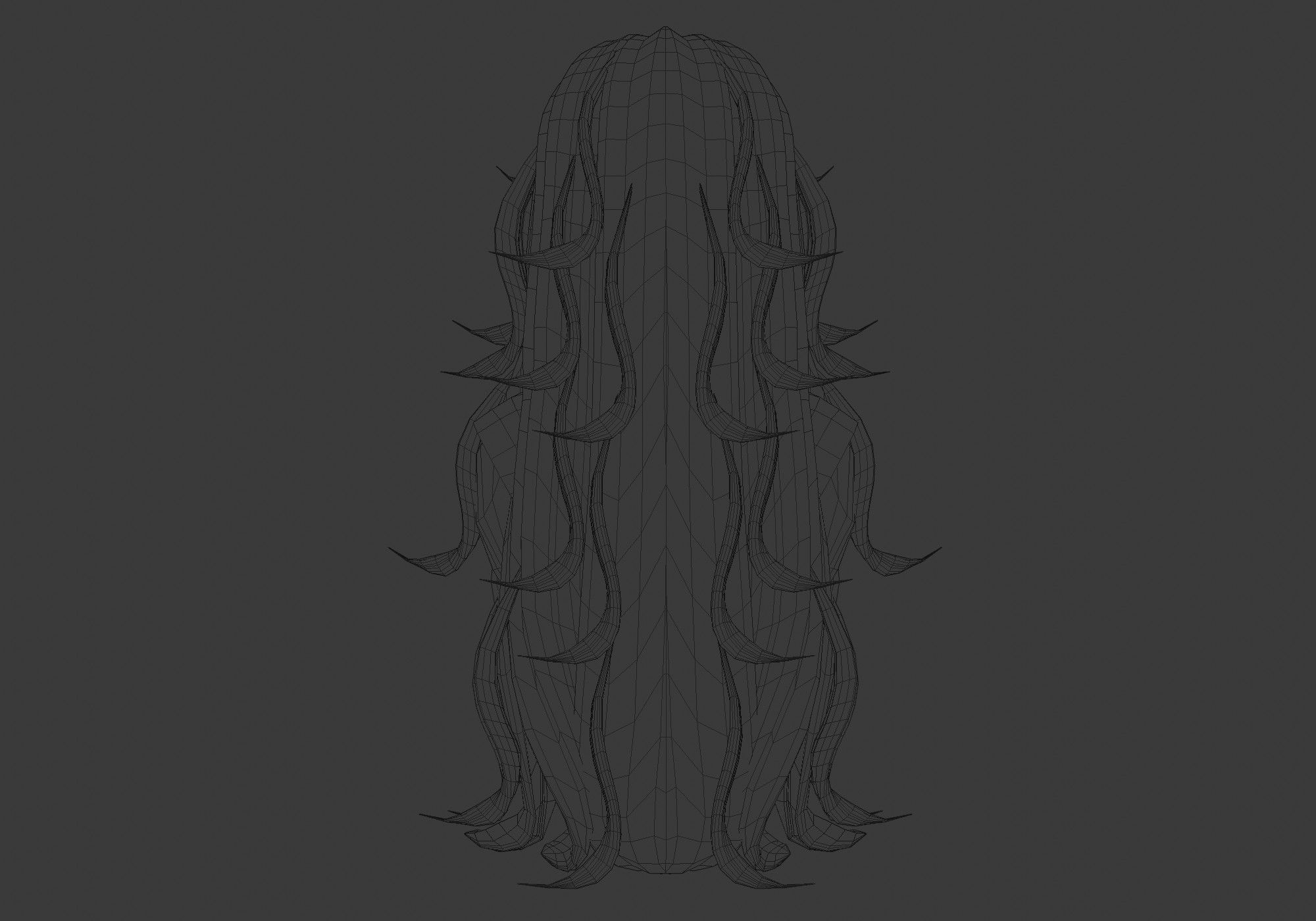 Long Wavy Hairstyle Low-poly 3D model_9