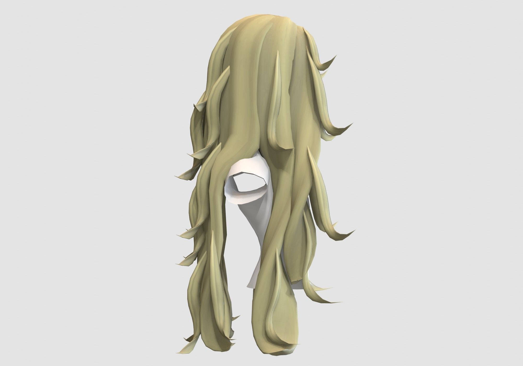 Long Wavy Hairstyle Low-poly 3D model_2